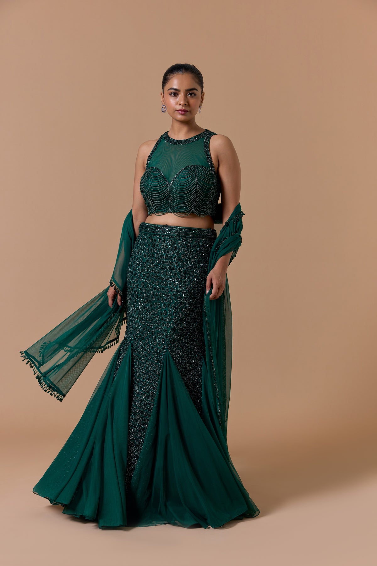 GREEN FISH TAIL SKIRT TOP