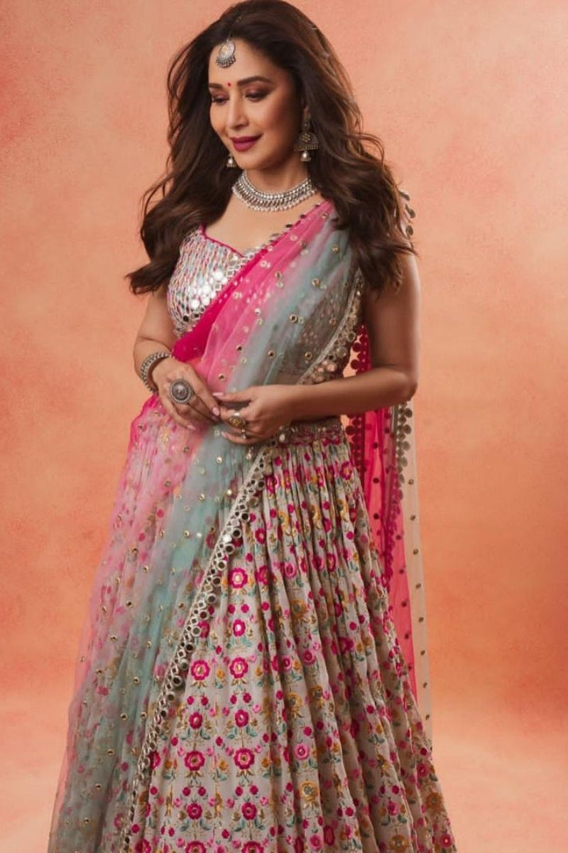 Madhuri dixit IN Ivory Lehenga Choli Set