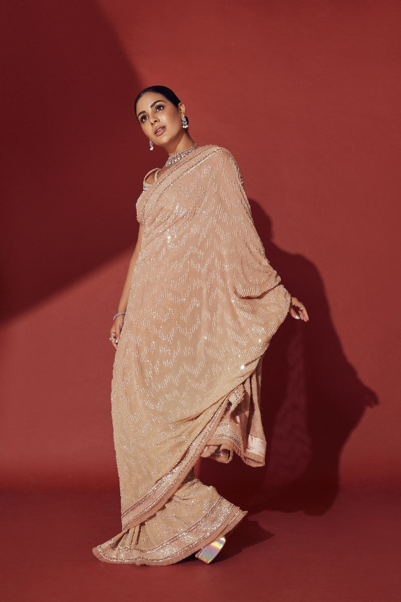 Samyukta IN Beige Georgette Ombre Saree