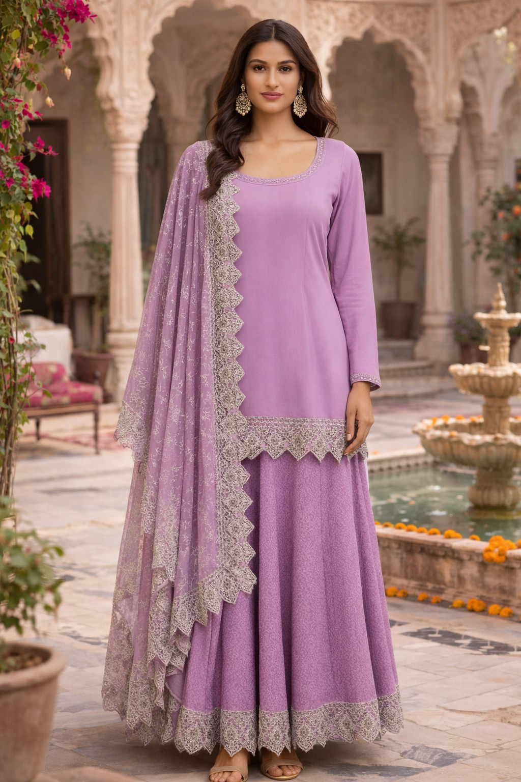 Lilac Sharara Odhni Set