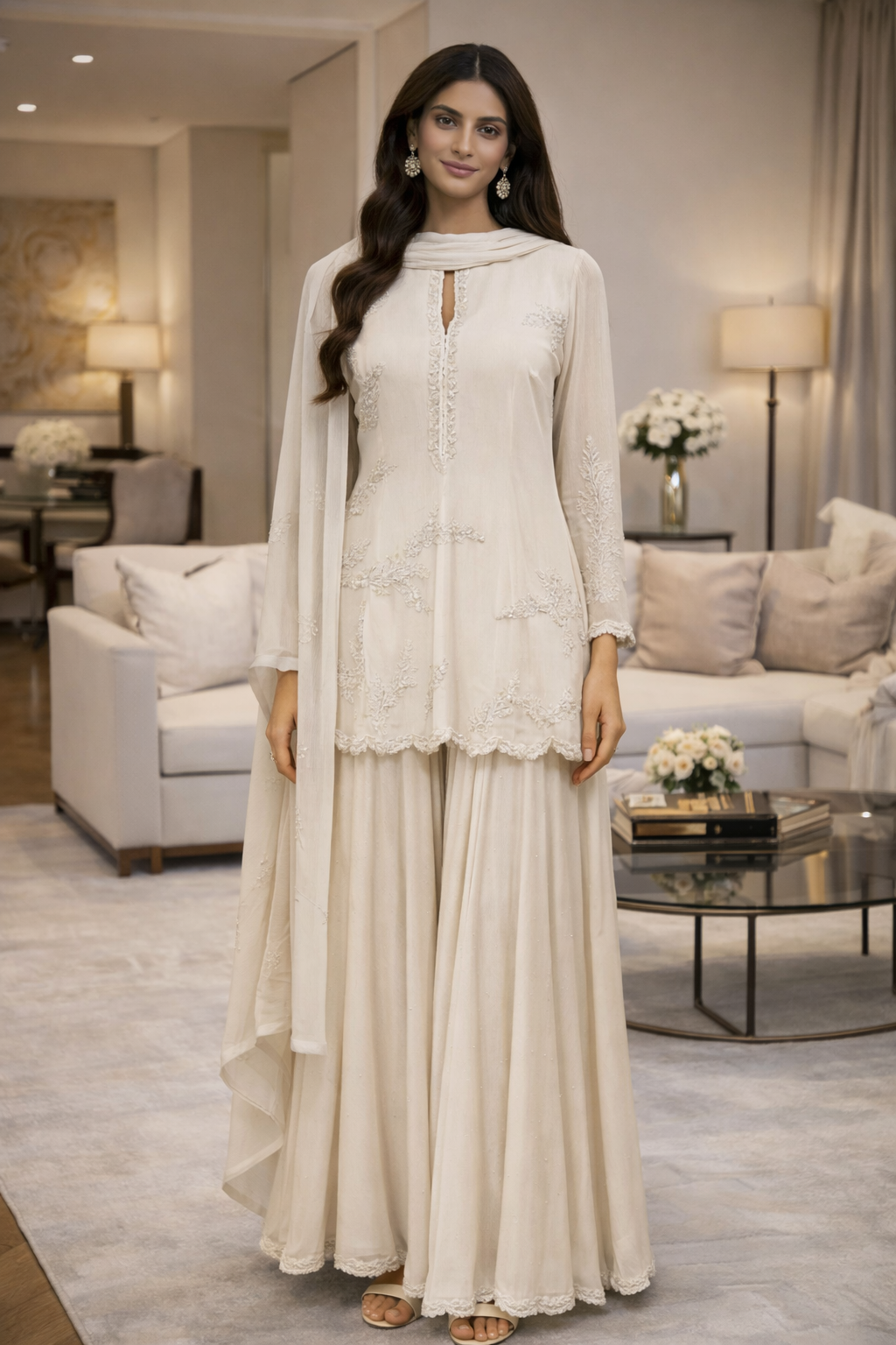 Off White Sharara Set