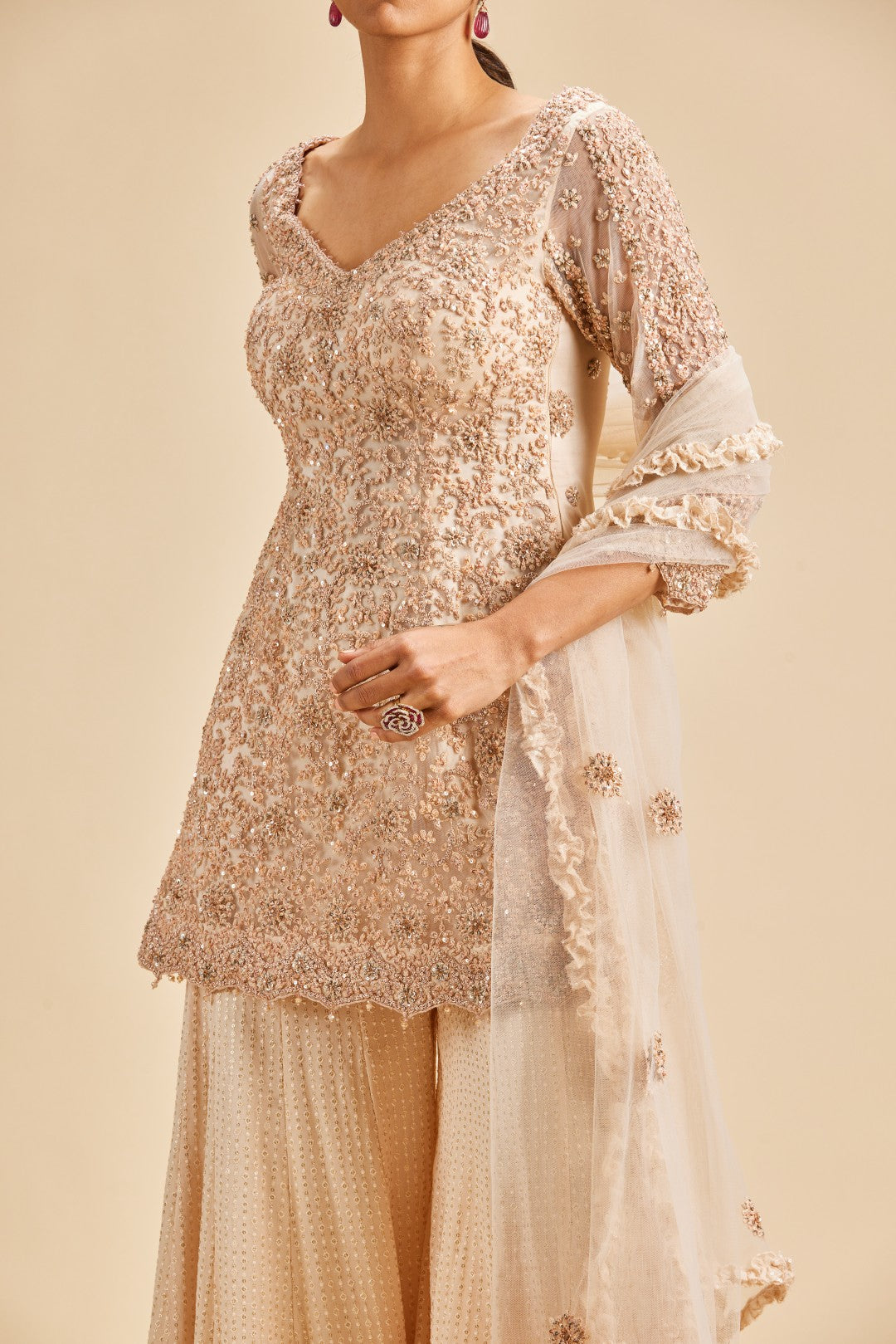 PEACH SHARARA SET