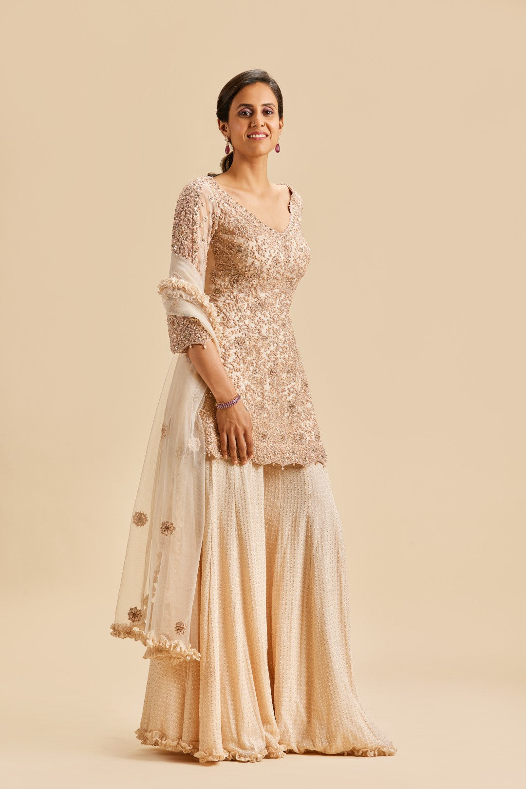 PEACH SHARARA SET