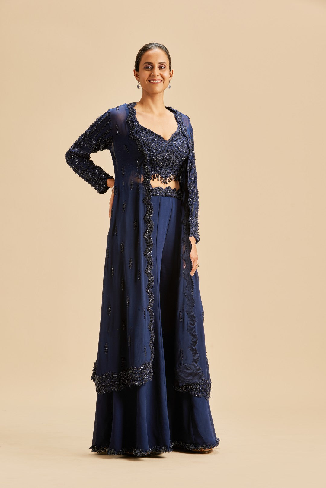 NAVY BLUE SHARARA WITH JACKET