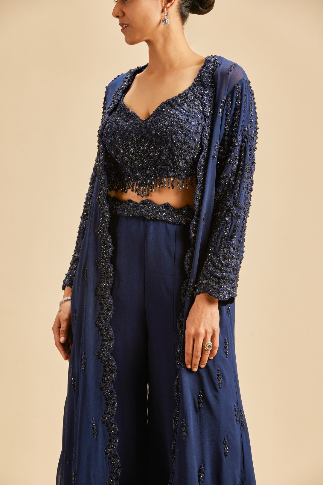 NAVY BLUE SHARARA WITH JACKET