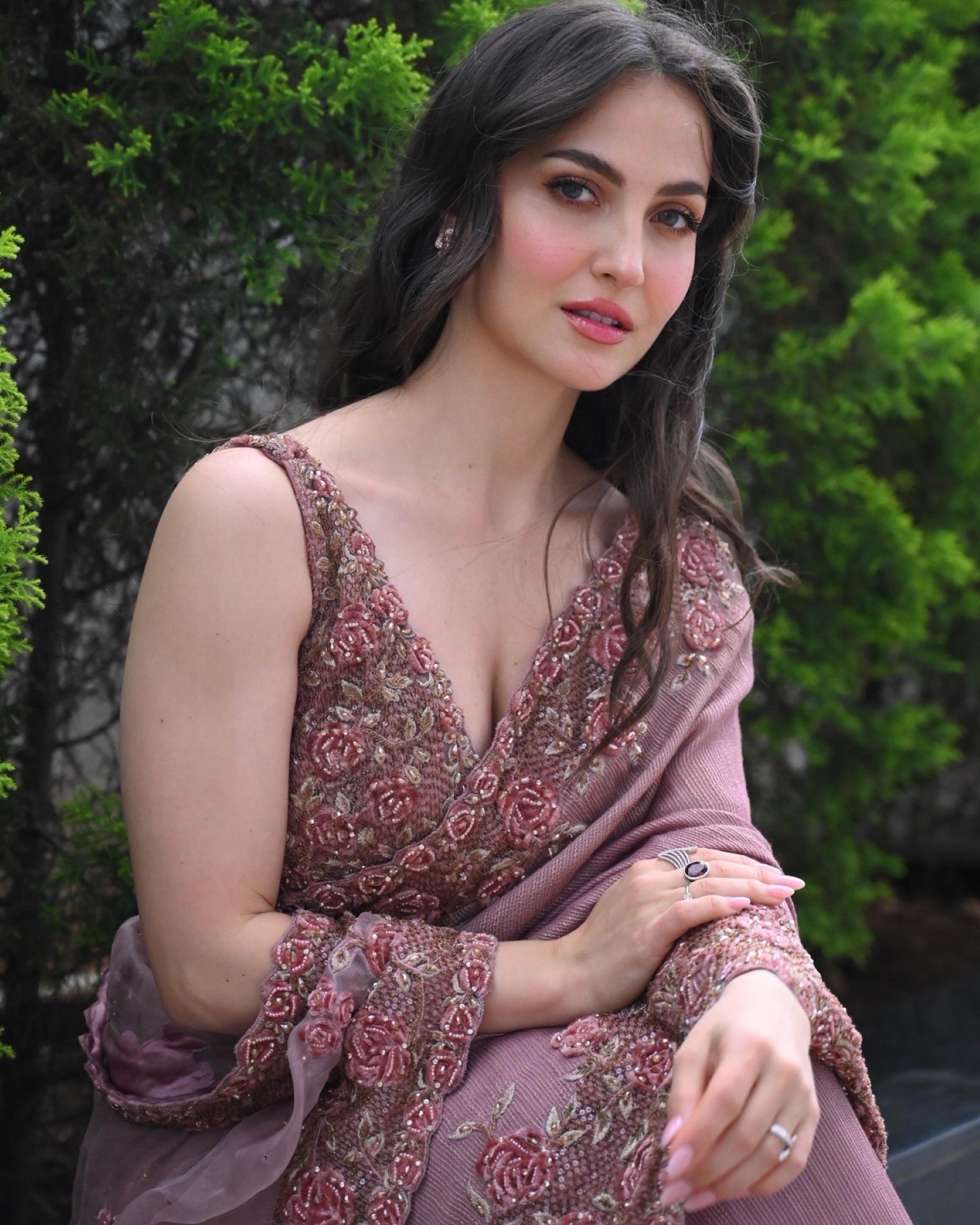 Eli AvrRam In Rose 3D Work Saree