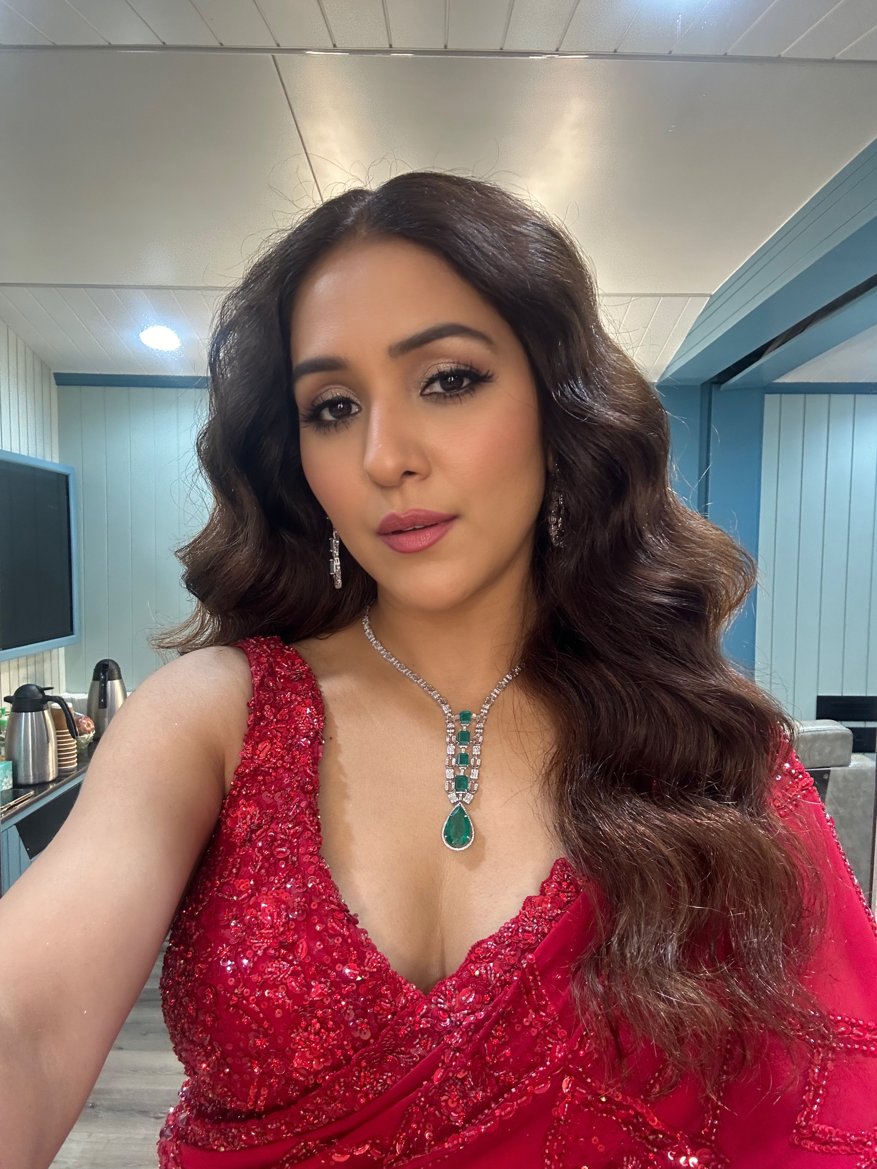 Neeti Mohan In Red Heavy Georgette Saree