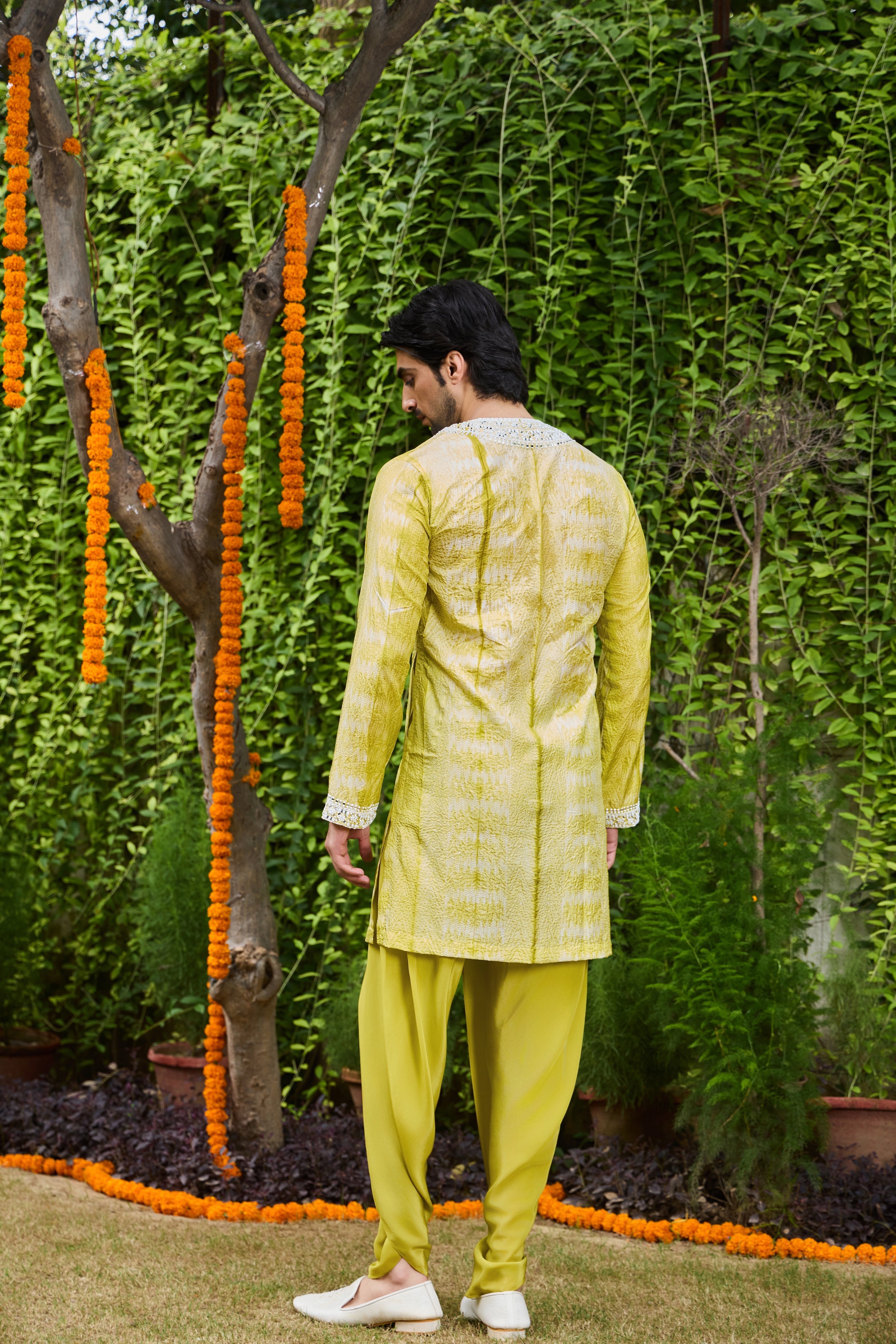 Mehendi Green Shibori Kurta Dhoti Set