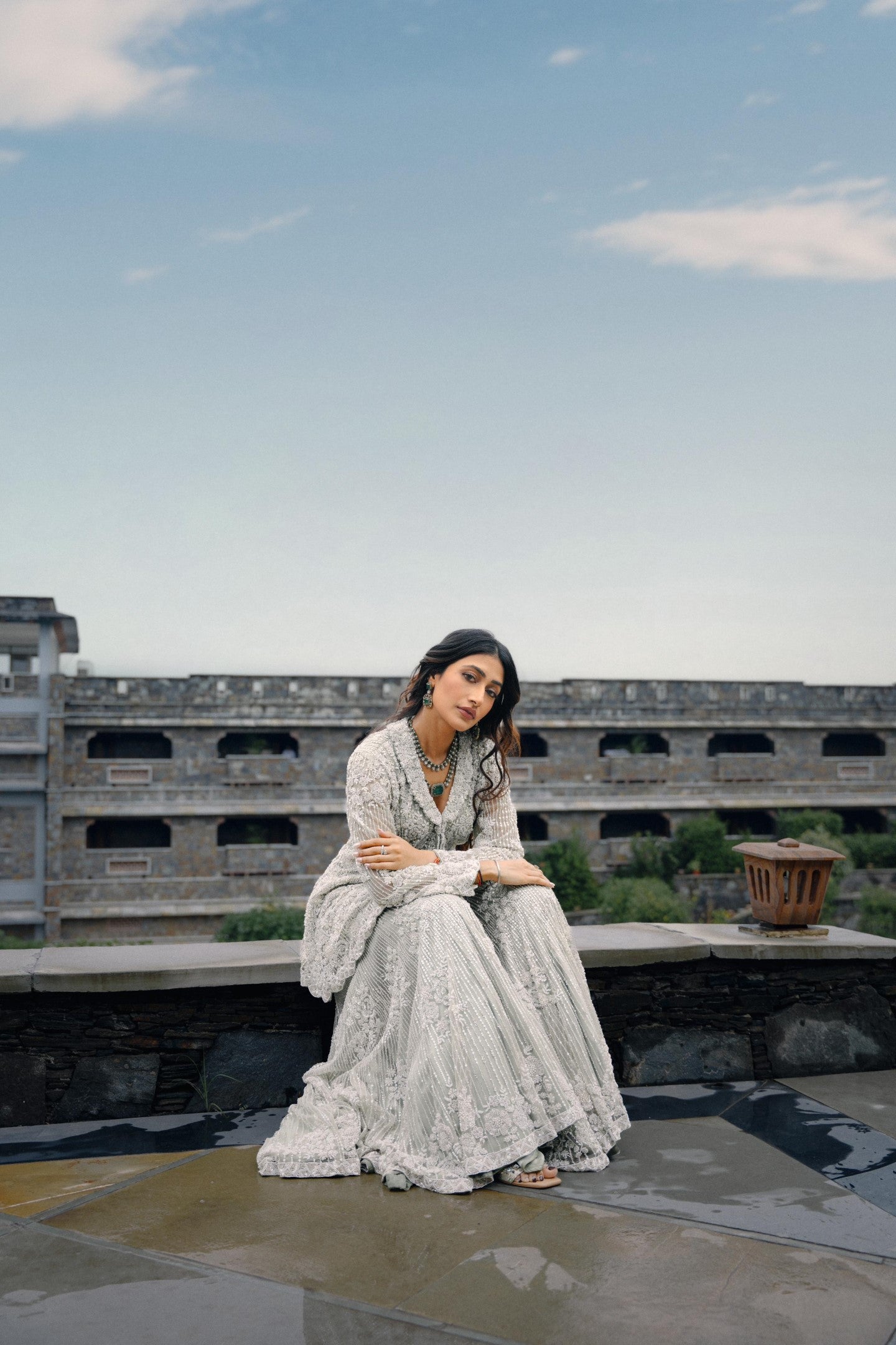Dhanashree In Cardamom Colour Heavy Sharara Set