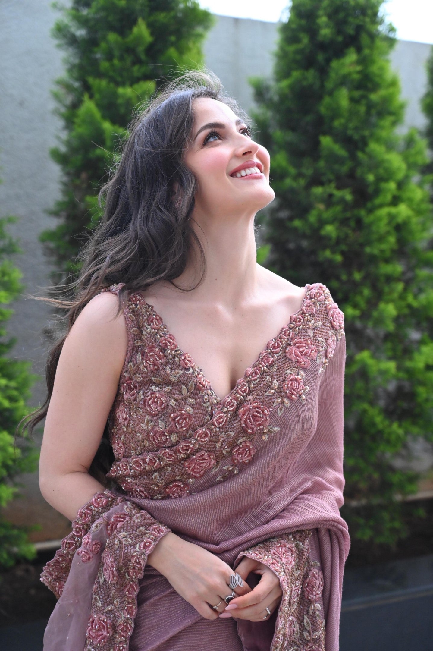 Eli AvrRam In Rose 3D Work Saree