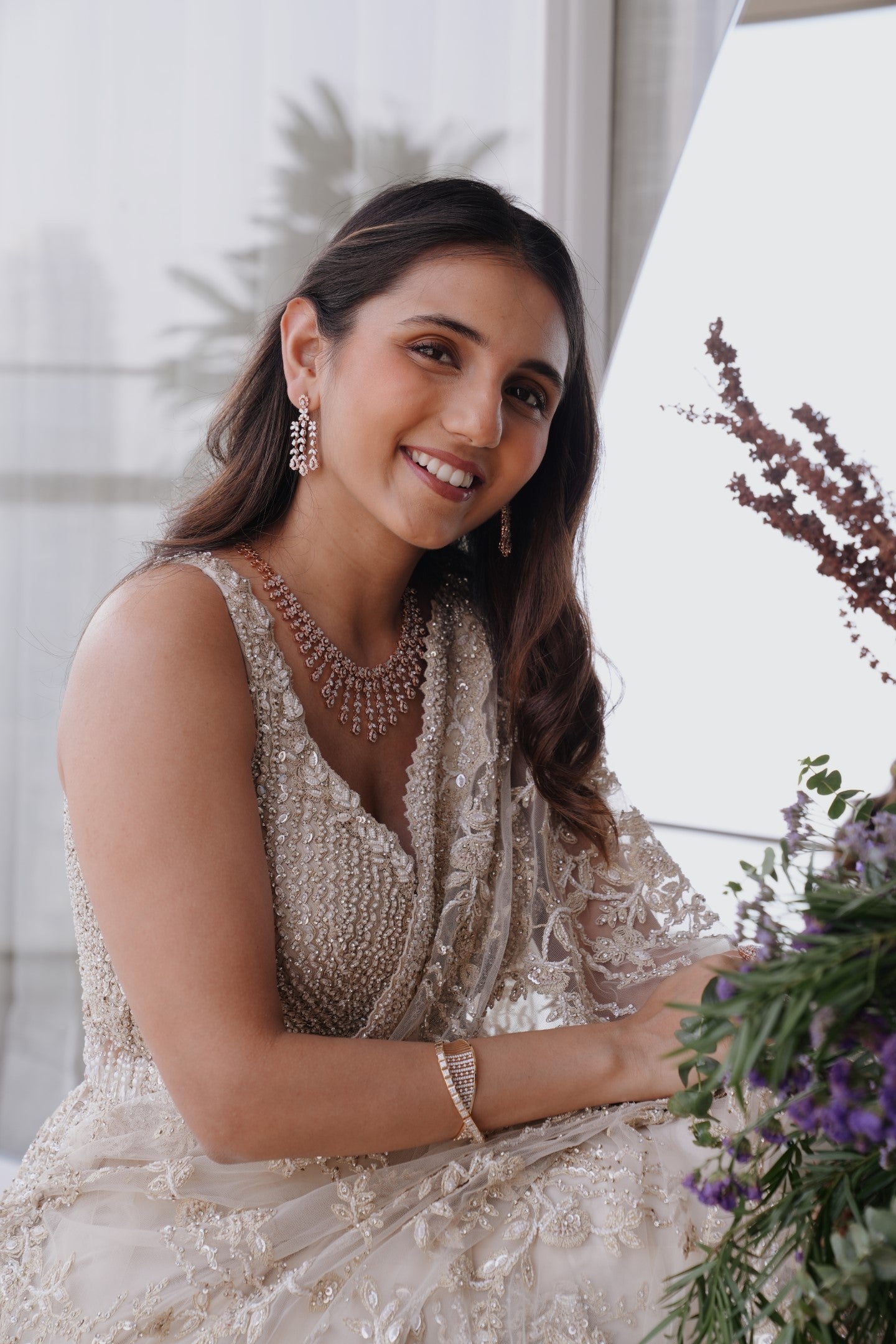 Masoom Minawala In Cream Net Saree