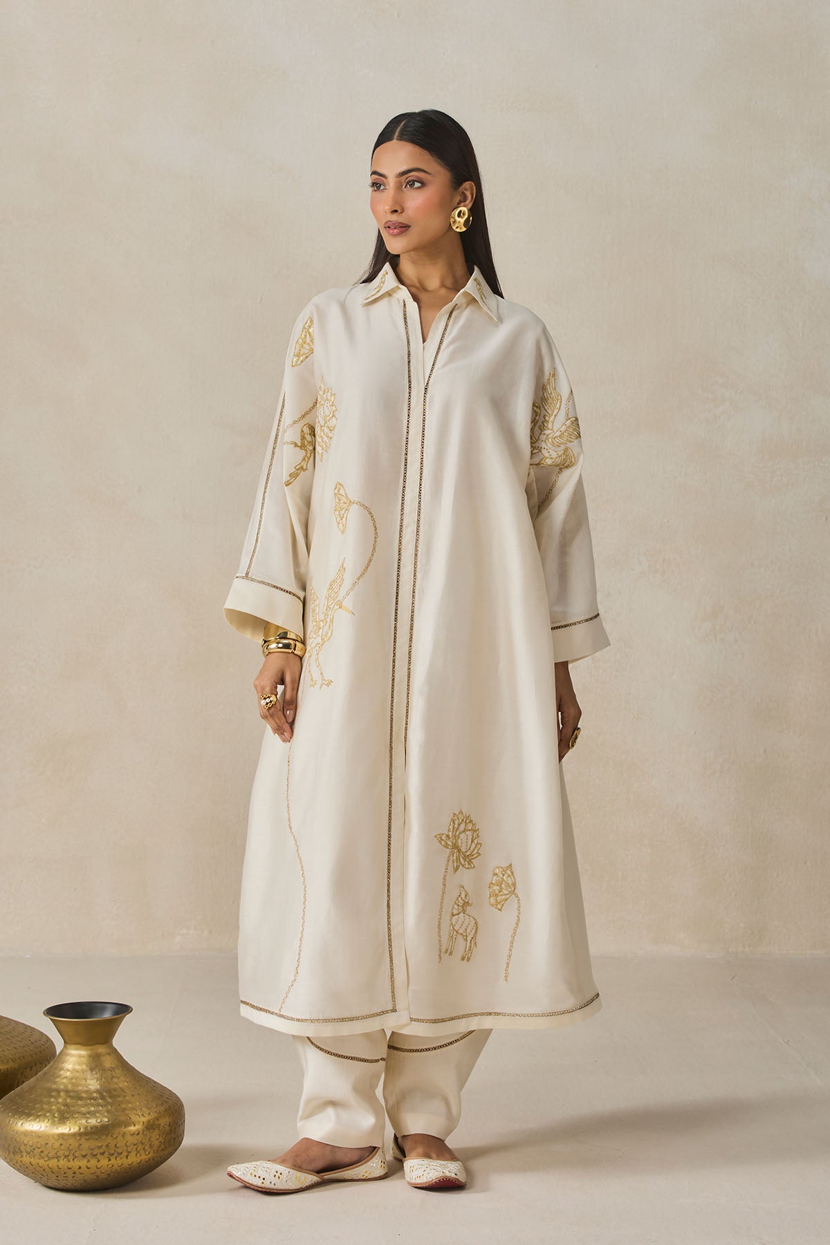 Chanderi Shirt Kurta With Salwar Set
