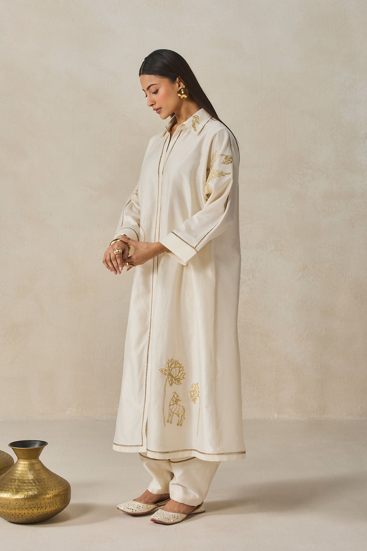 Chanderi Shirt Kurta With Salwar Set