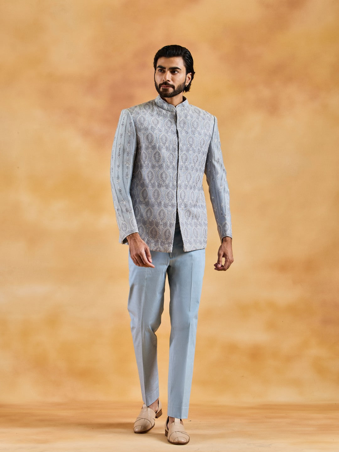 POWDER BLUE JODHPURI SUIT SET