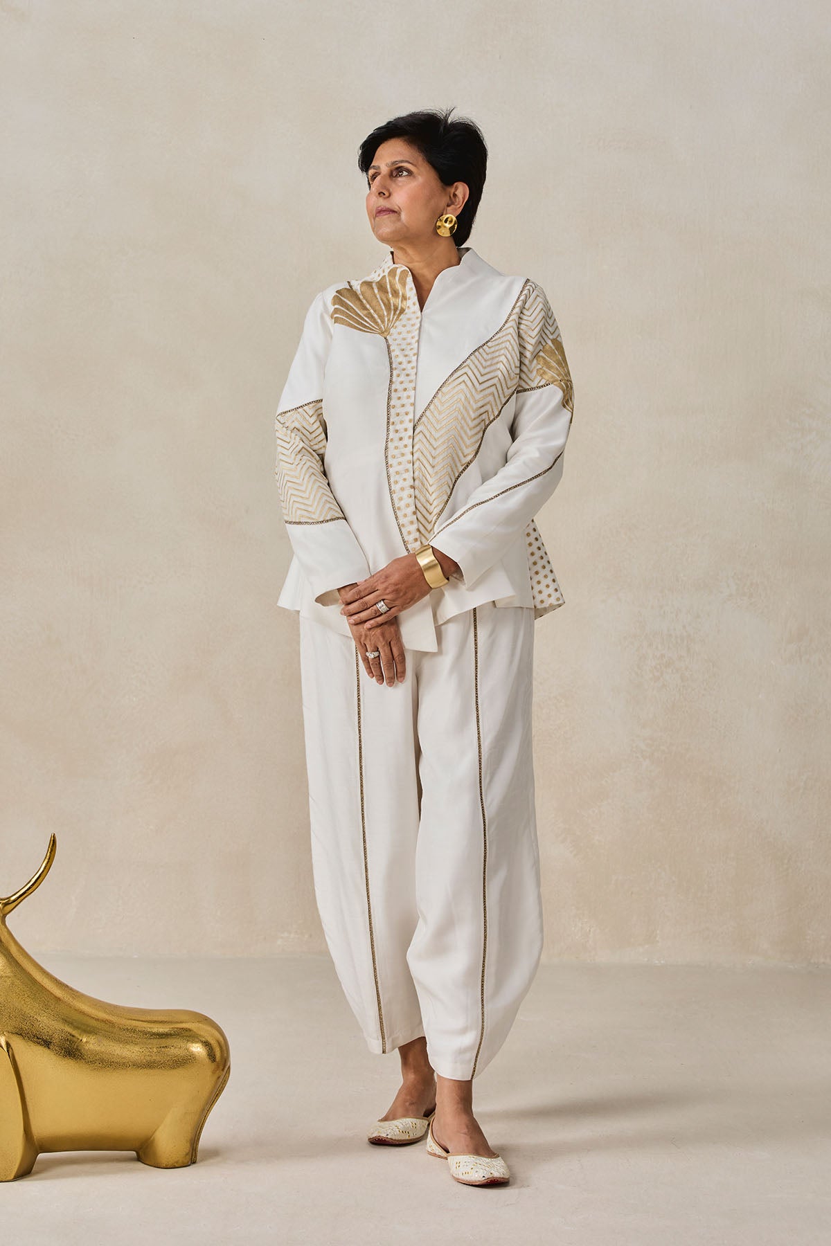 Chanderi Short Jacket Style Kurta With Pant Set