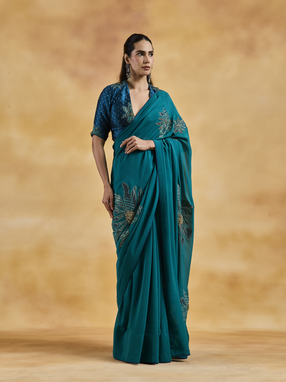 Peacock Blue Saree Set
