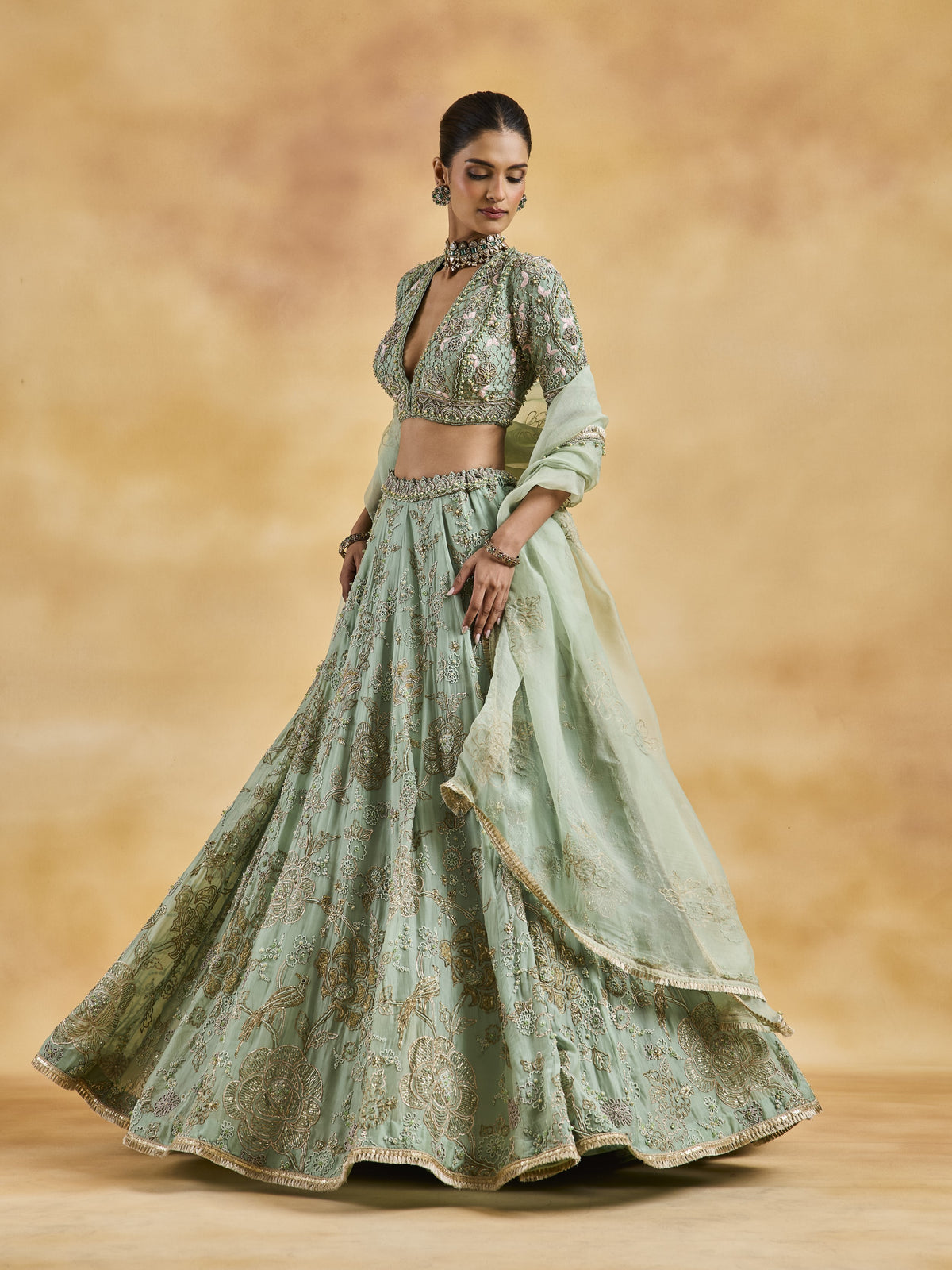 Jade Organza Lehenga Set