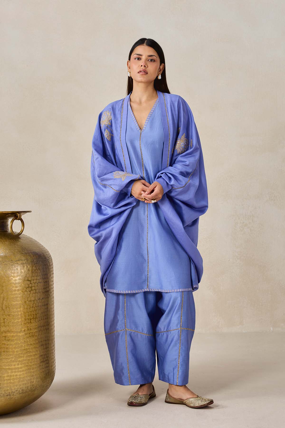 Chanderi Jacket Style Kurta With Salwar Set