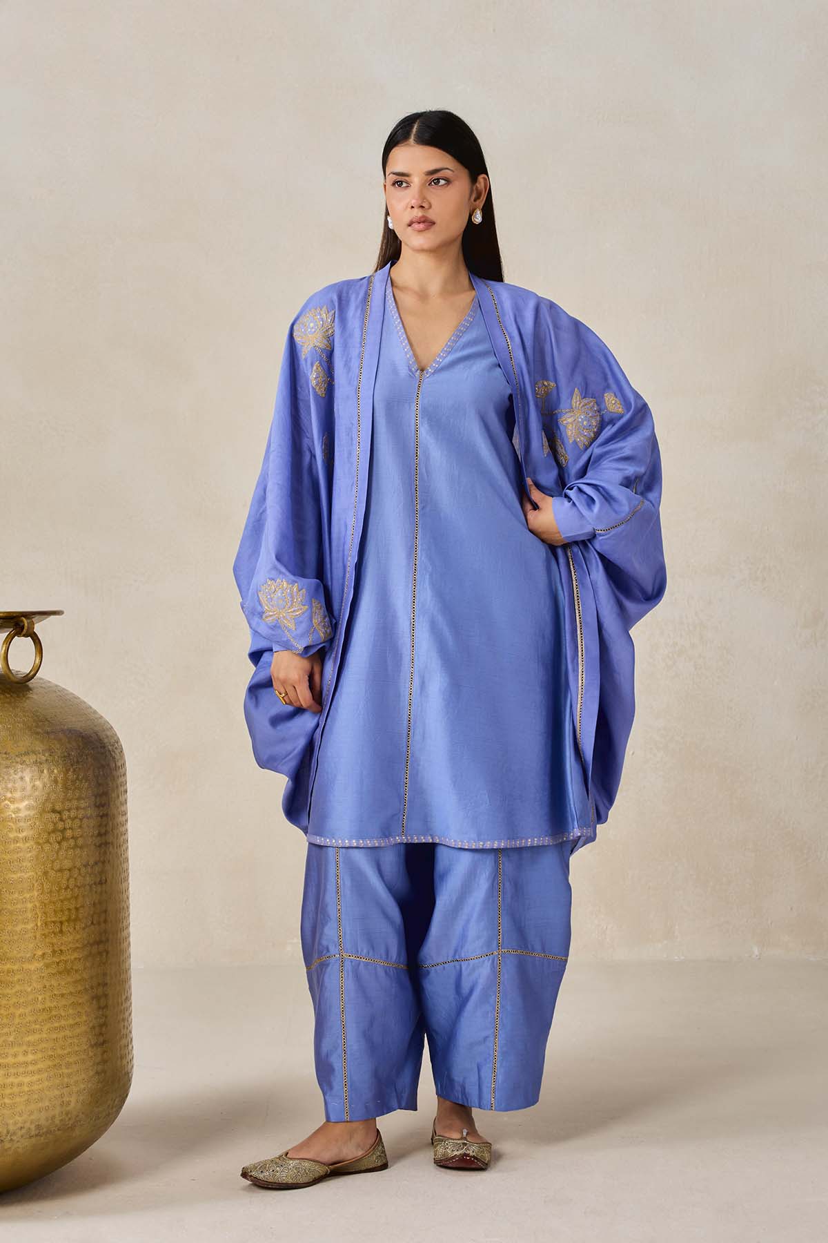 Chanderi Jacket Style Kurta With Salwar Set