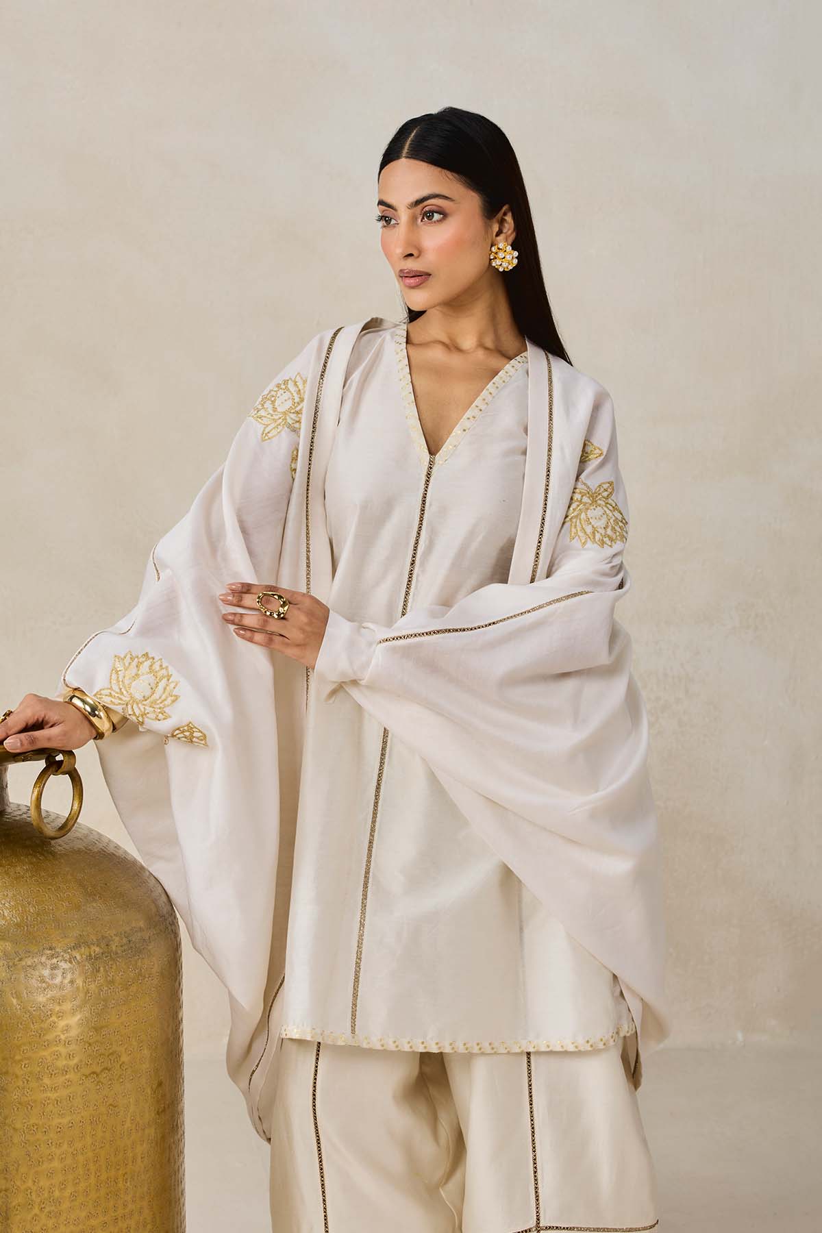 Chanderi Jacket Style Kurta With Salwar Set