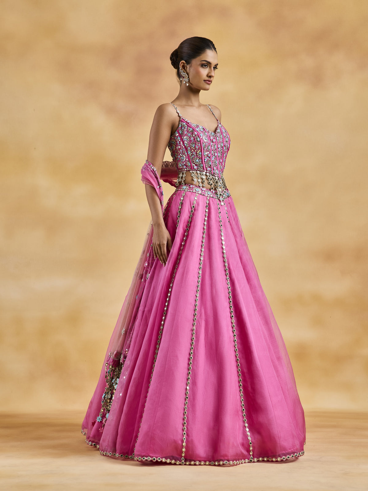 Candy Pink Organza Lehenga Set
