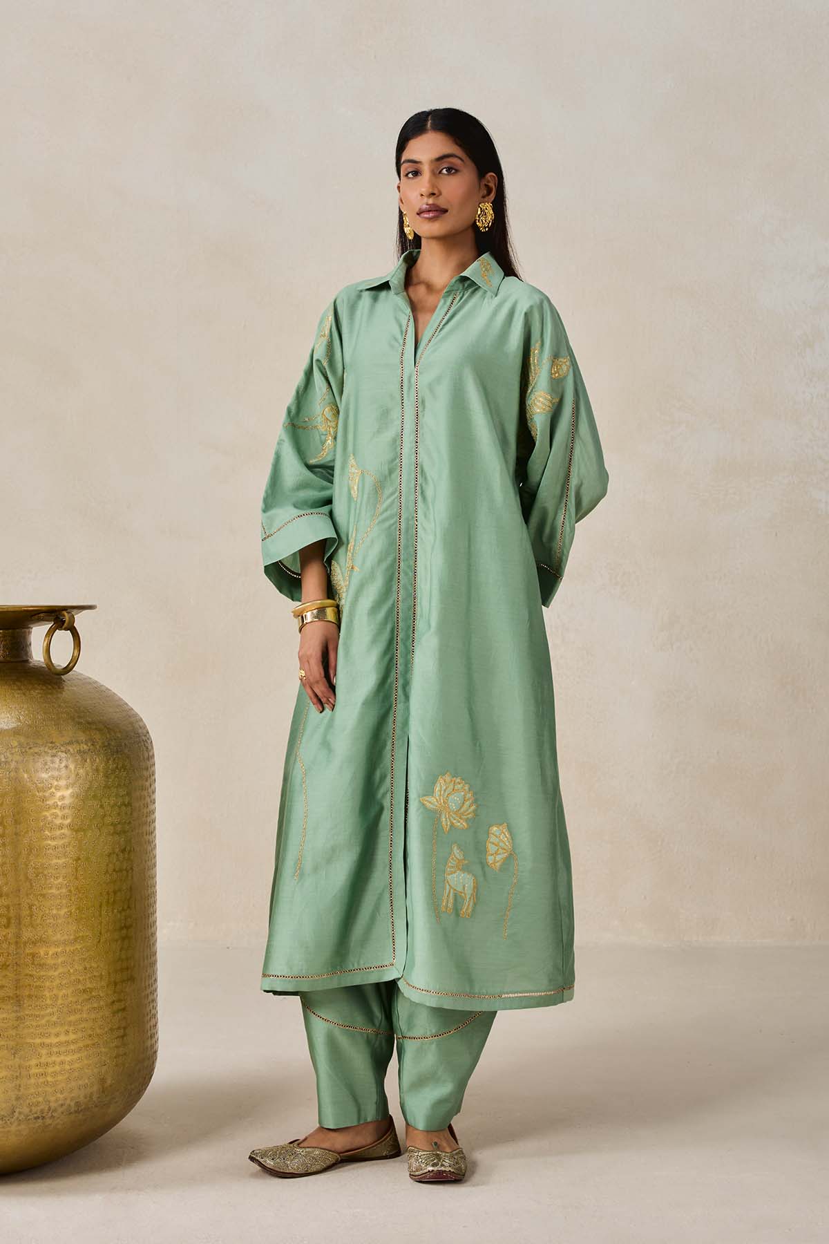 Chanderi Shirt Kurta With Salwar Set