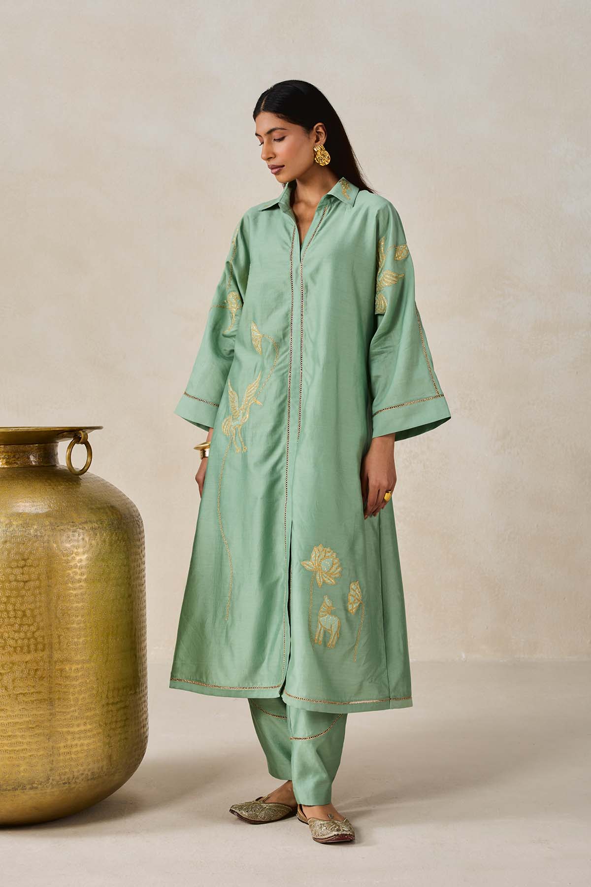 Chanderi Shirt Kurta With Salwar Set