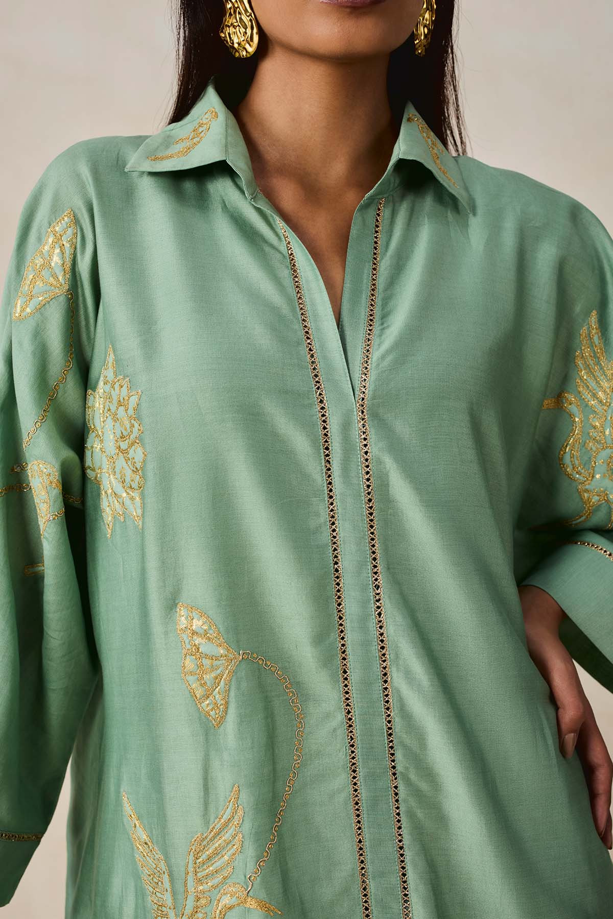 Chanderi Shirt Kurta With Salwar Set