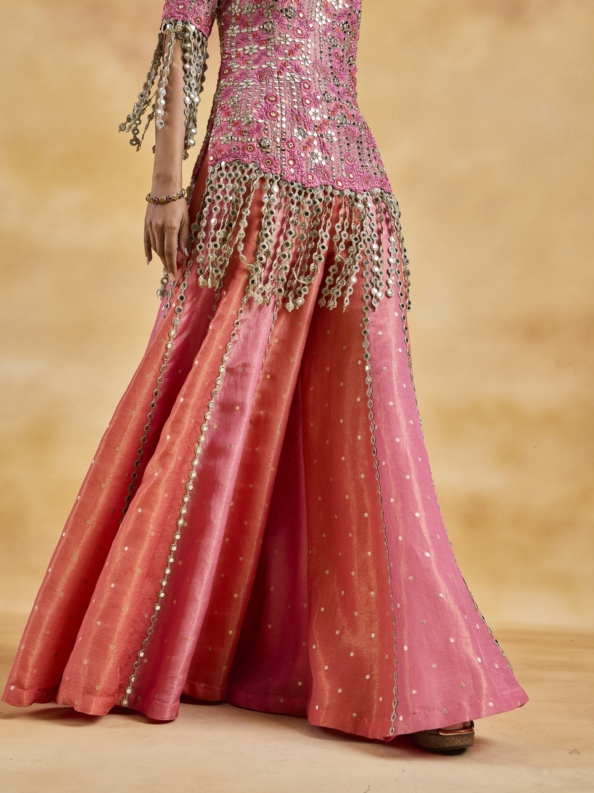 Coral and Pink Sherara Set