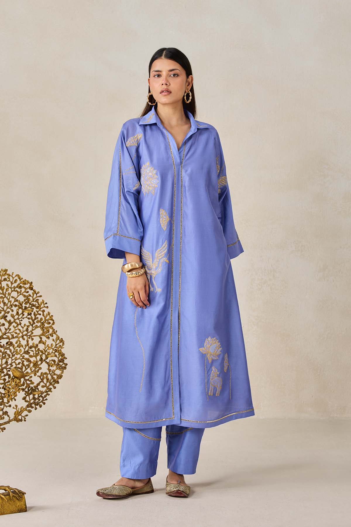 Chanderi Shirt Kurta With Salwar Set