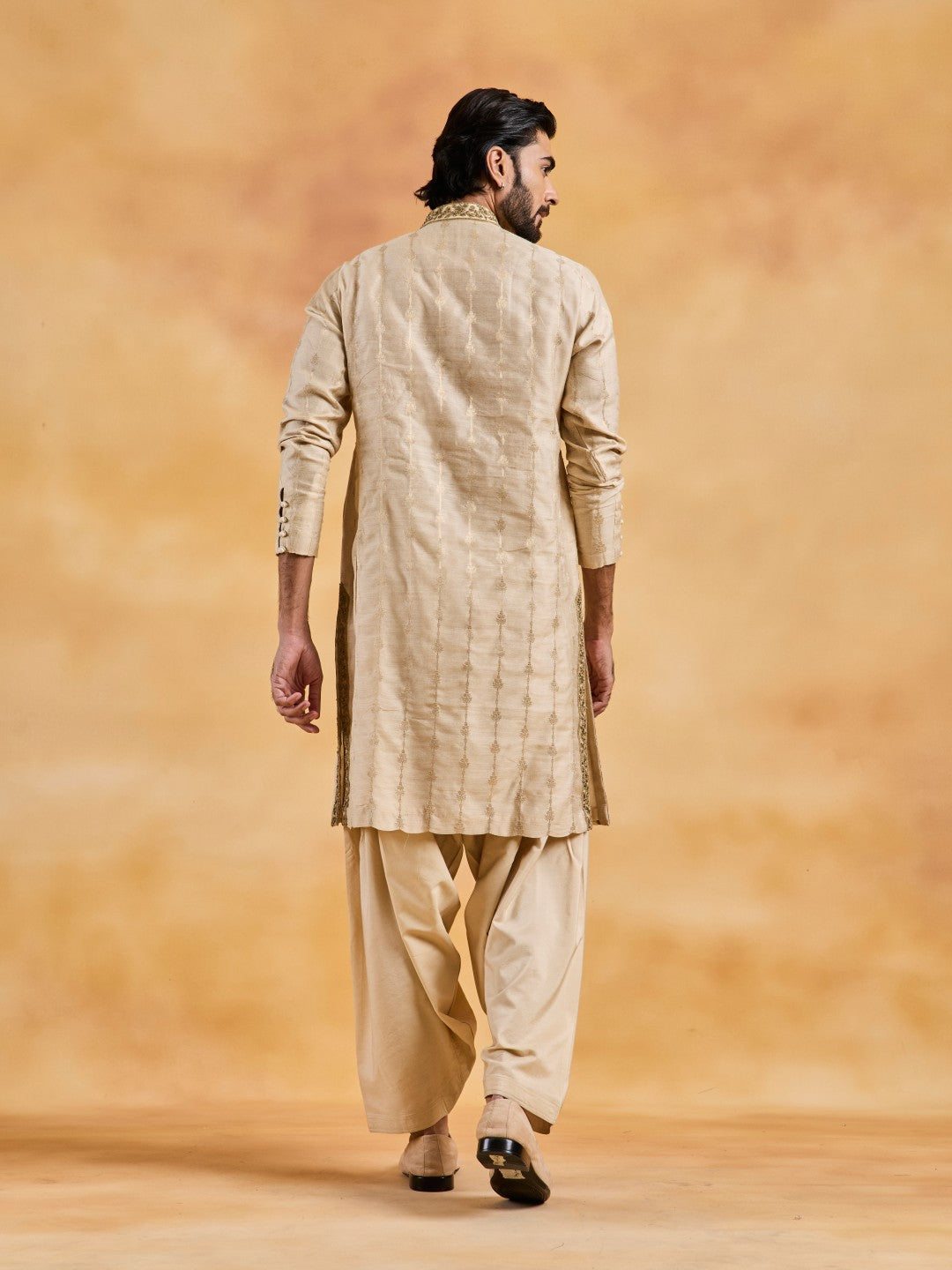 BEIGE BENARSI BOOTI KURTA SALWAR SET