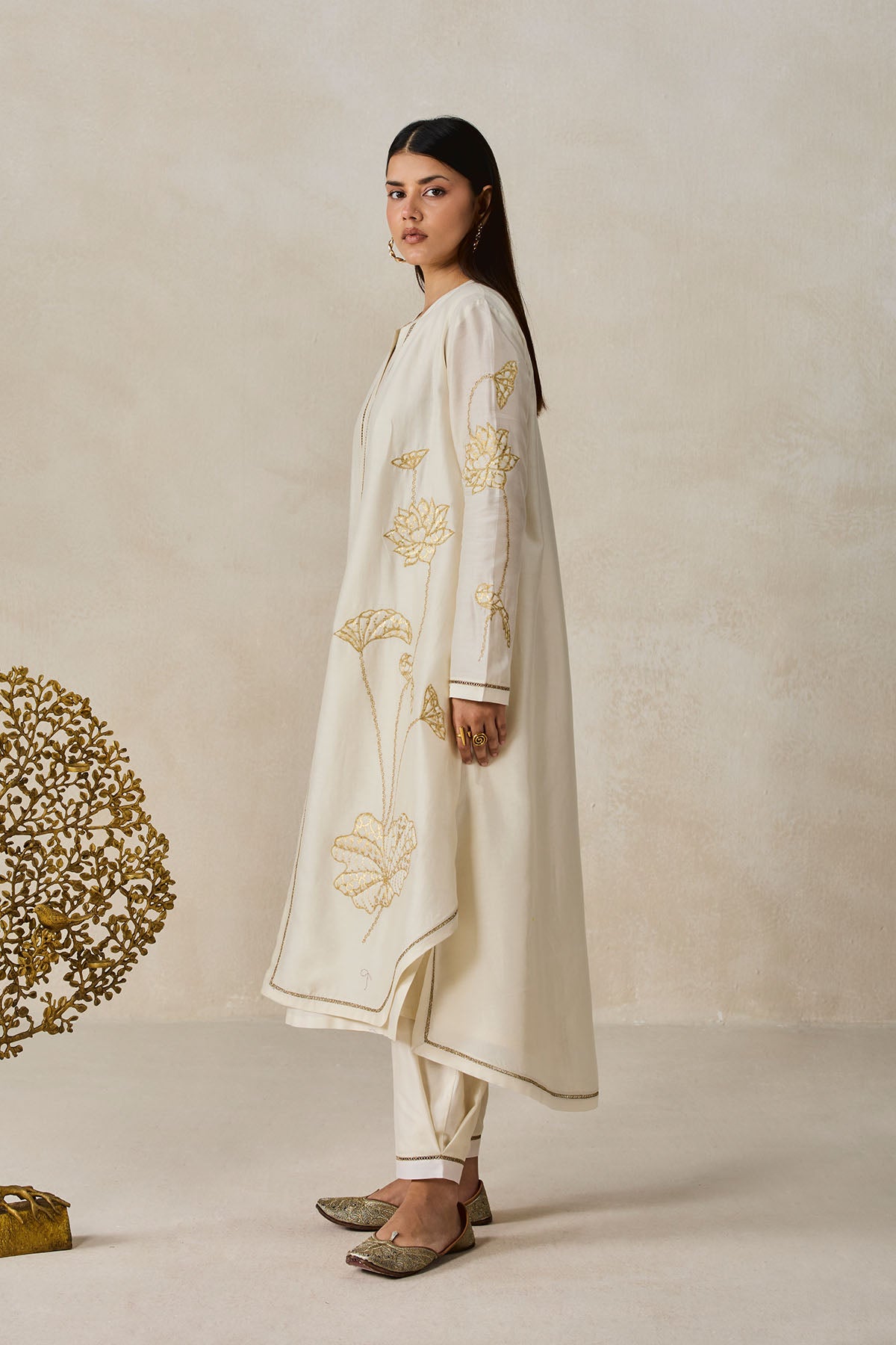 Chanderi Jacket Style Kurta With Pant Set