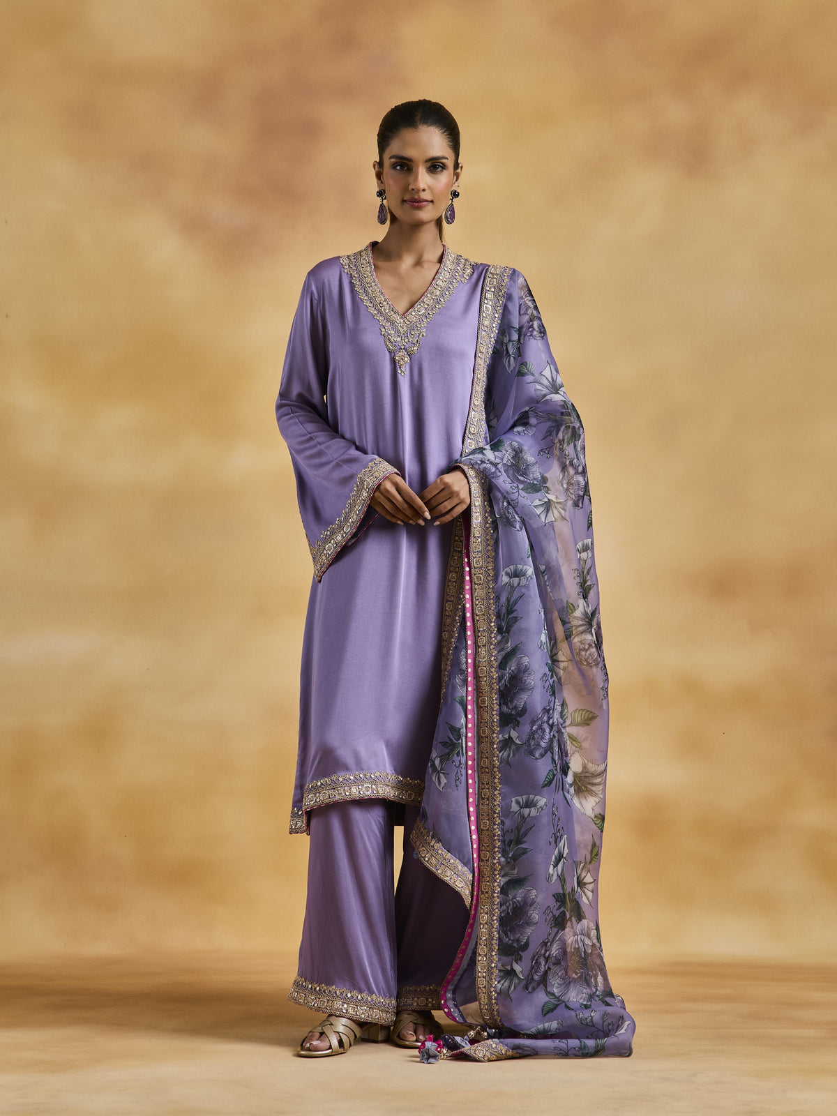 Lilac Satin Palazzo Set
