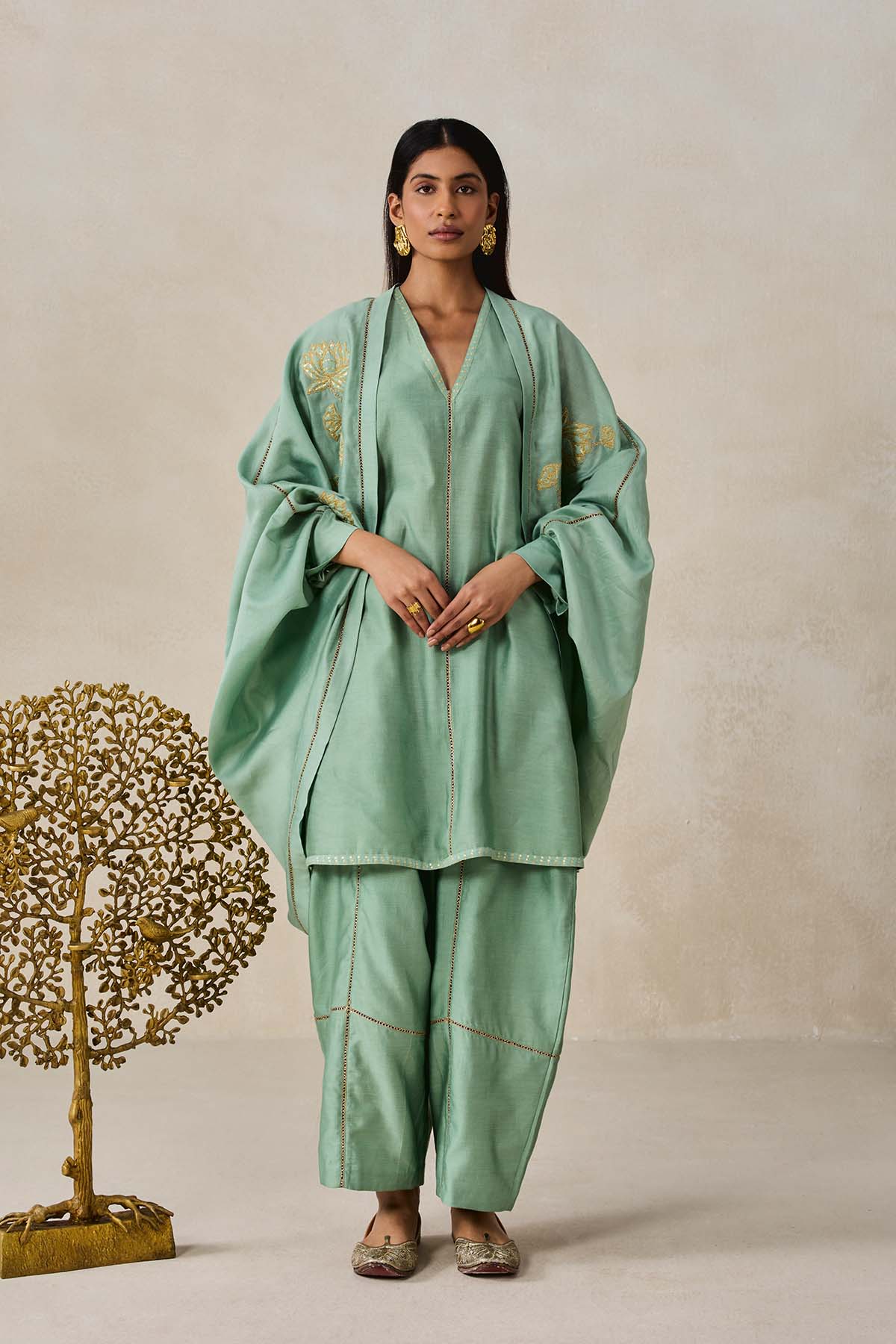 Chanderi Jacket Style Kurta With Salwar Set