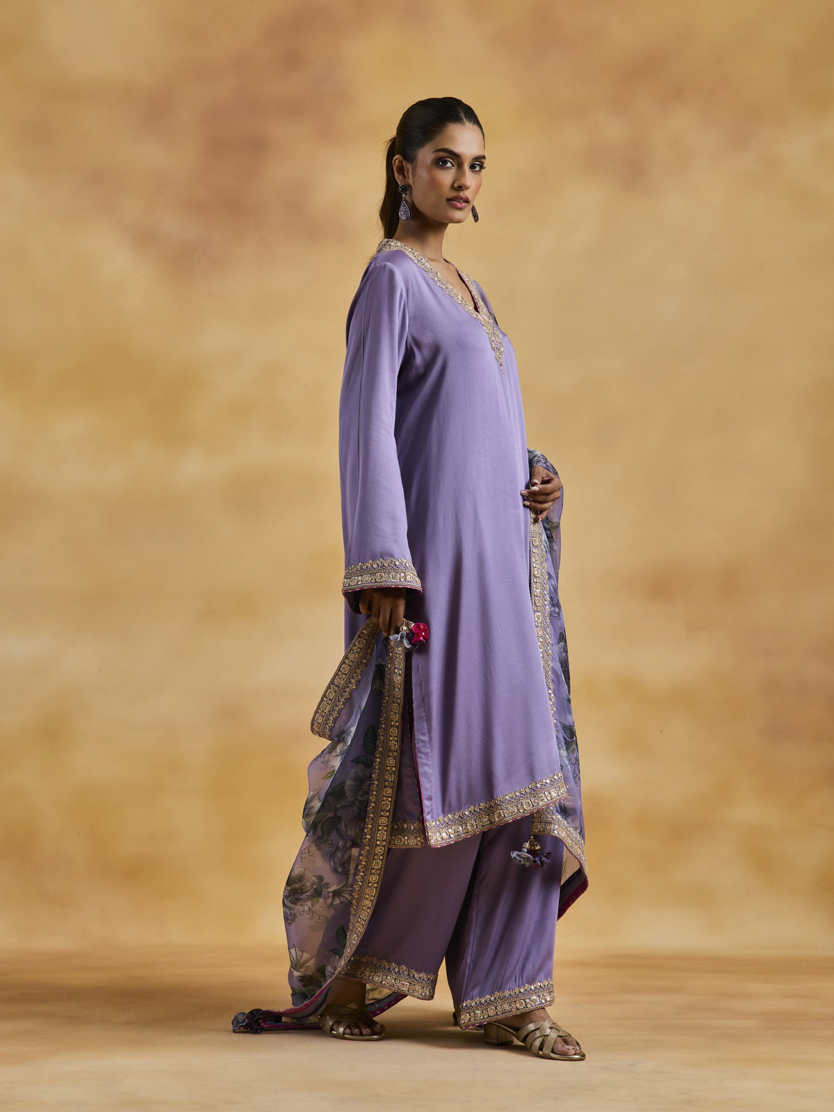 Lilac Satin Palazzo Set