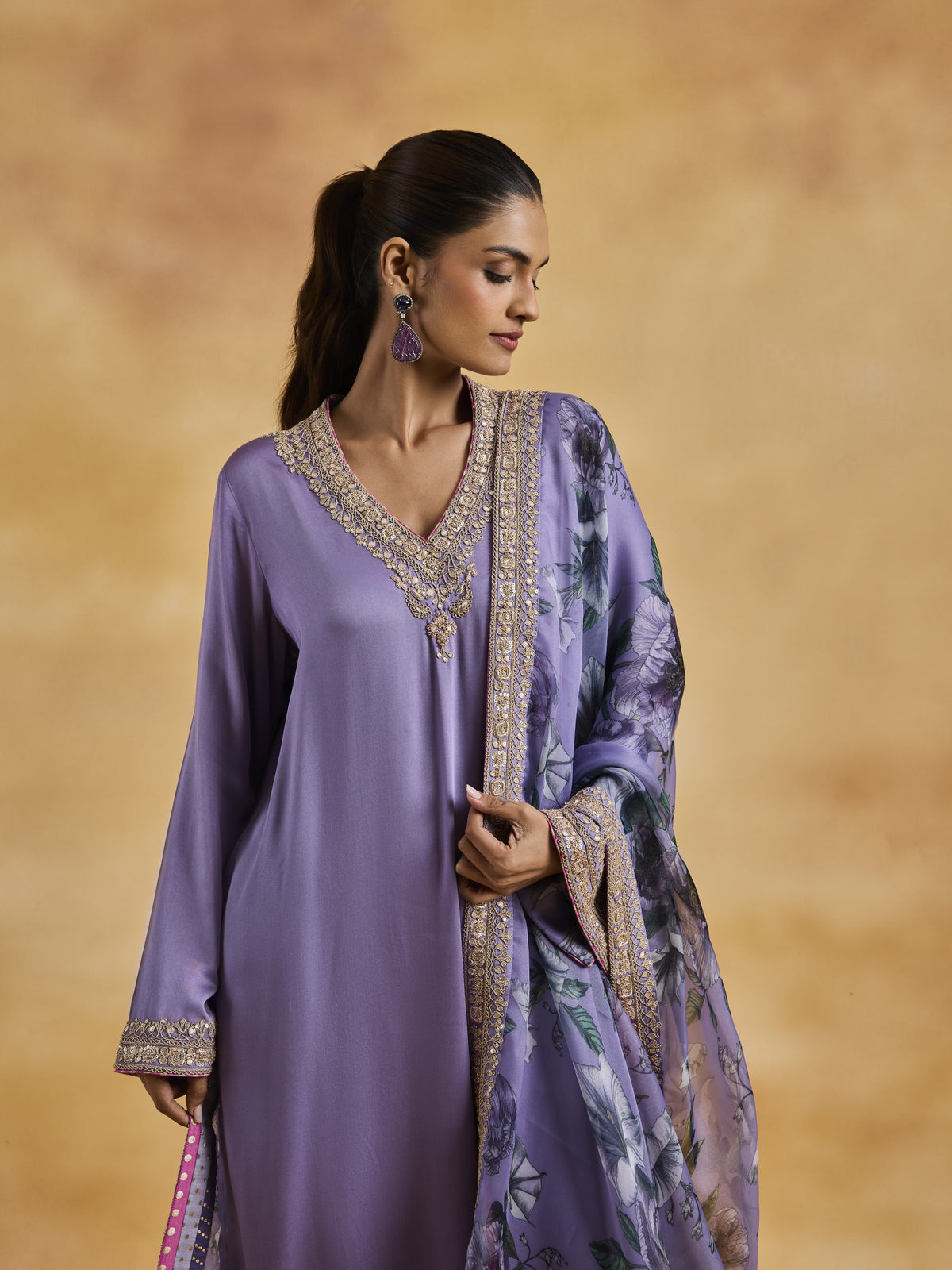 Lilac Satin Palazzo Set