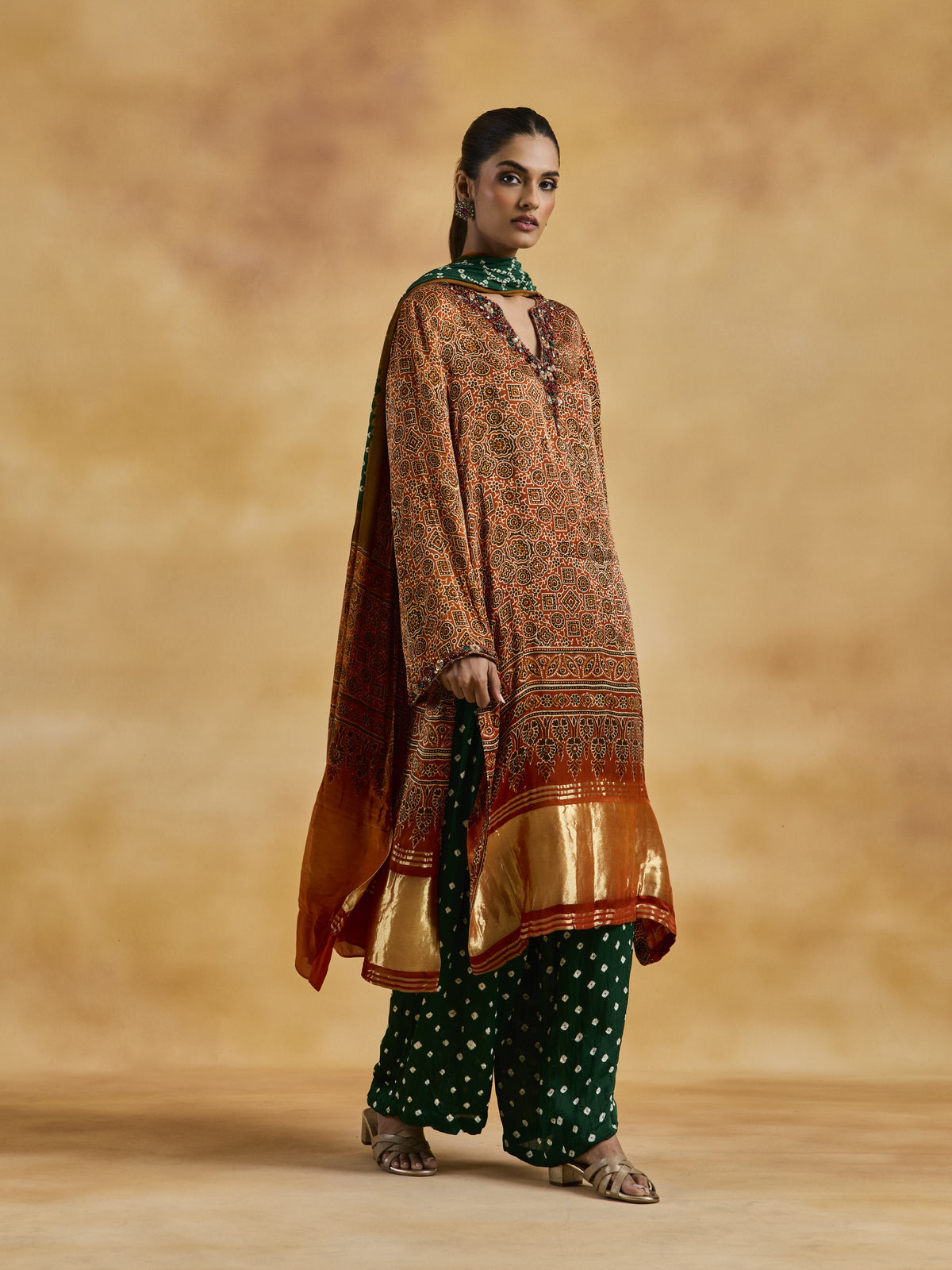 Ajrakh Bandhini Suit Set