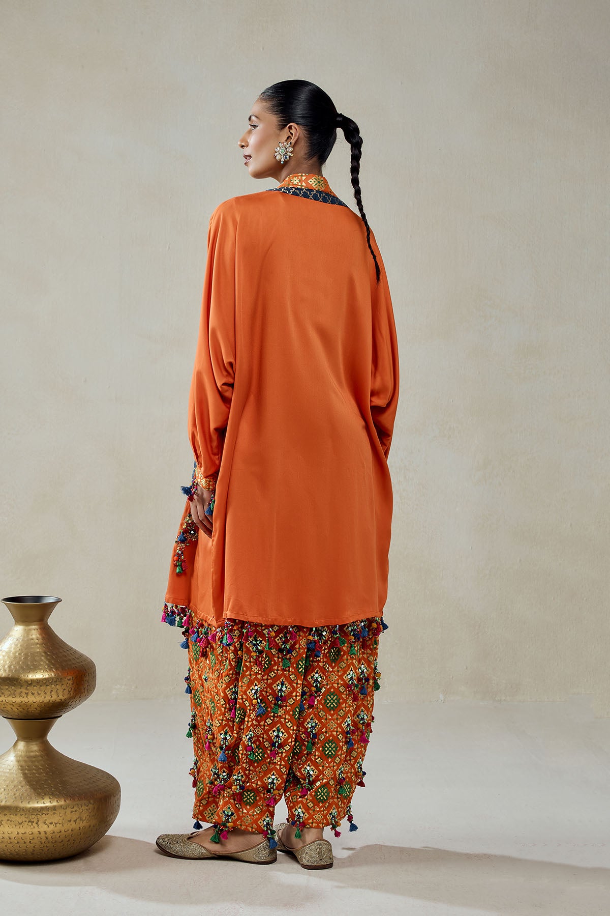 Orange Modal Silk Cape With Patola Silk Salwar set
