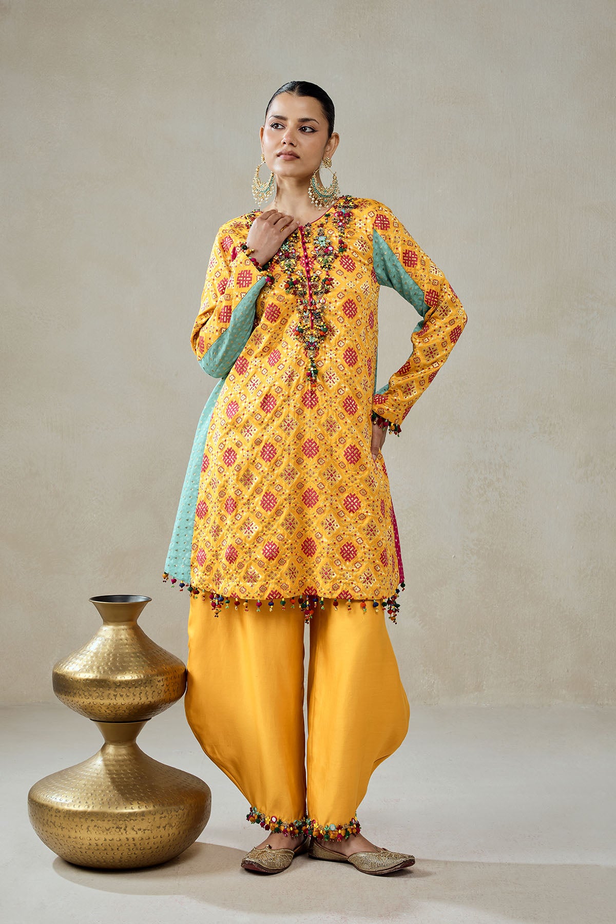 Yellow Patola Silk Suit Salwar Set