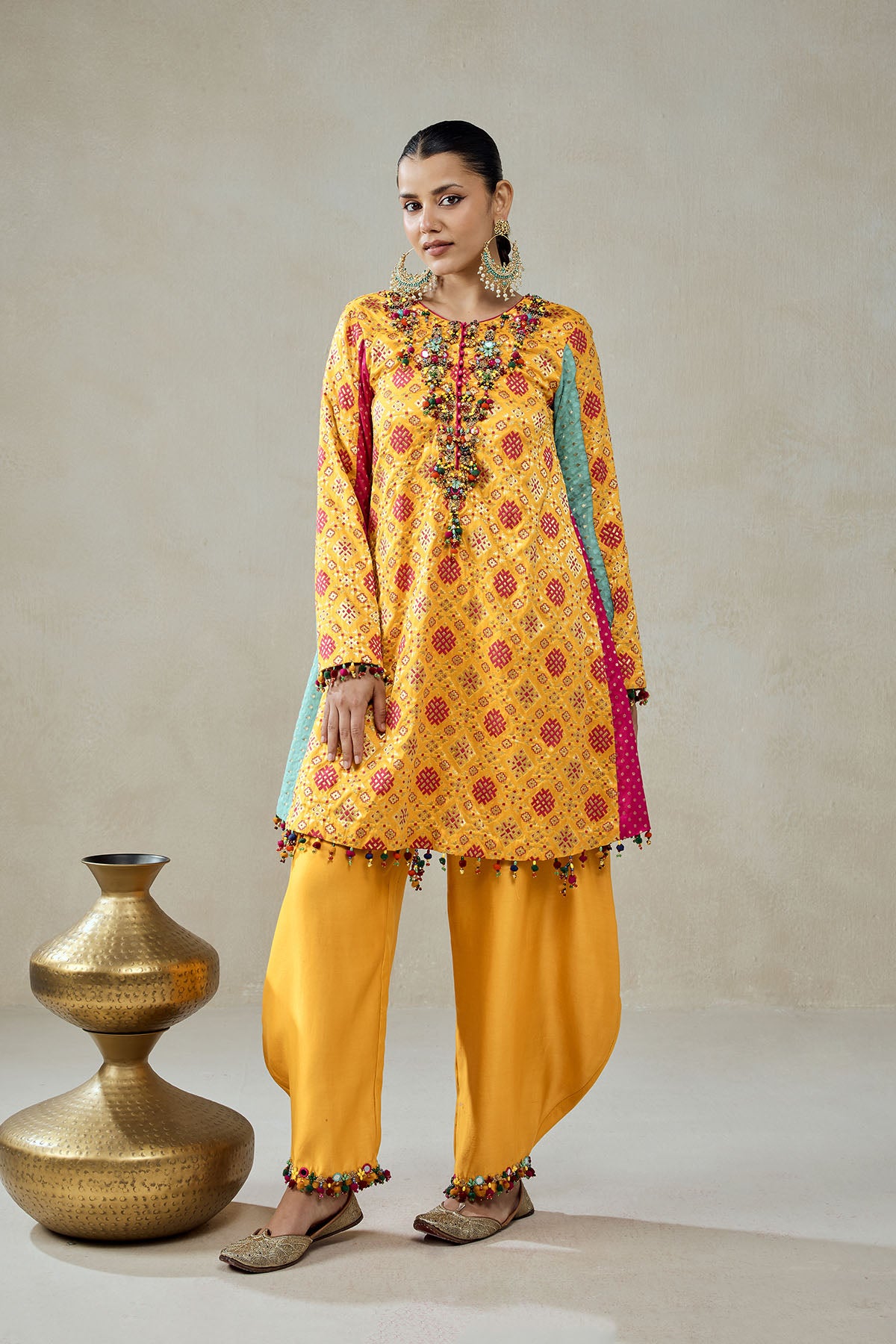 Yellow Patola Silk Suit Salwar Set