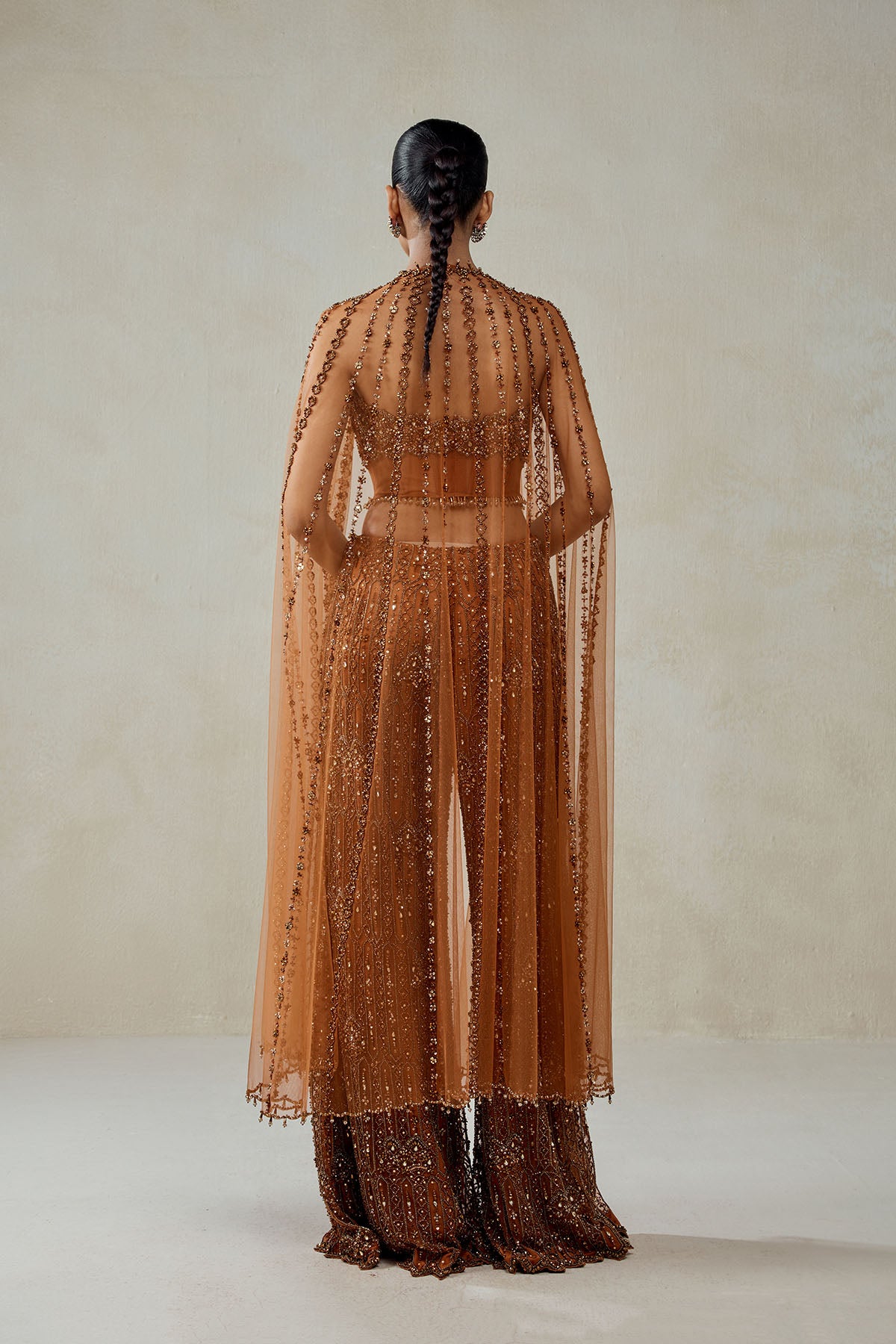 Copper Copper With Cape Sharara Set