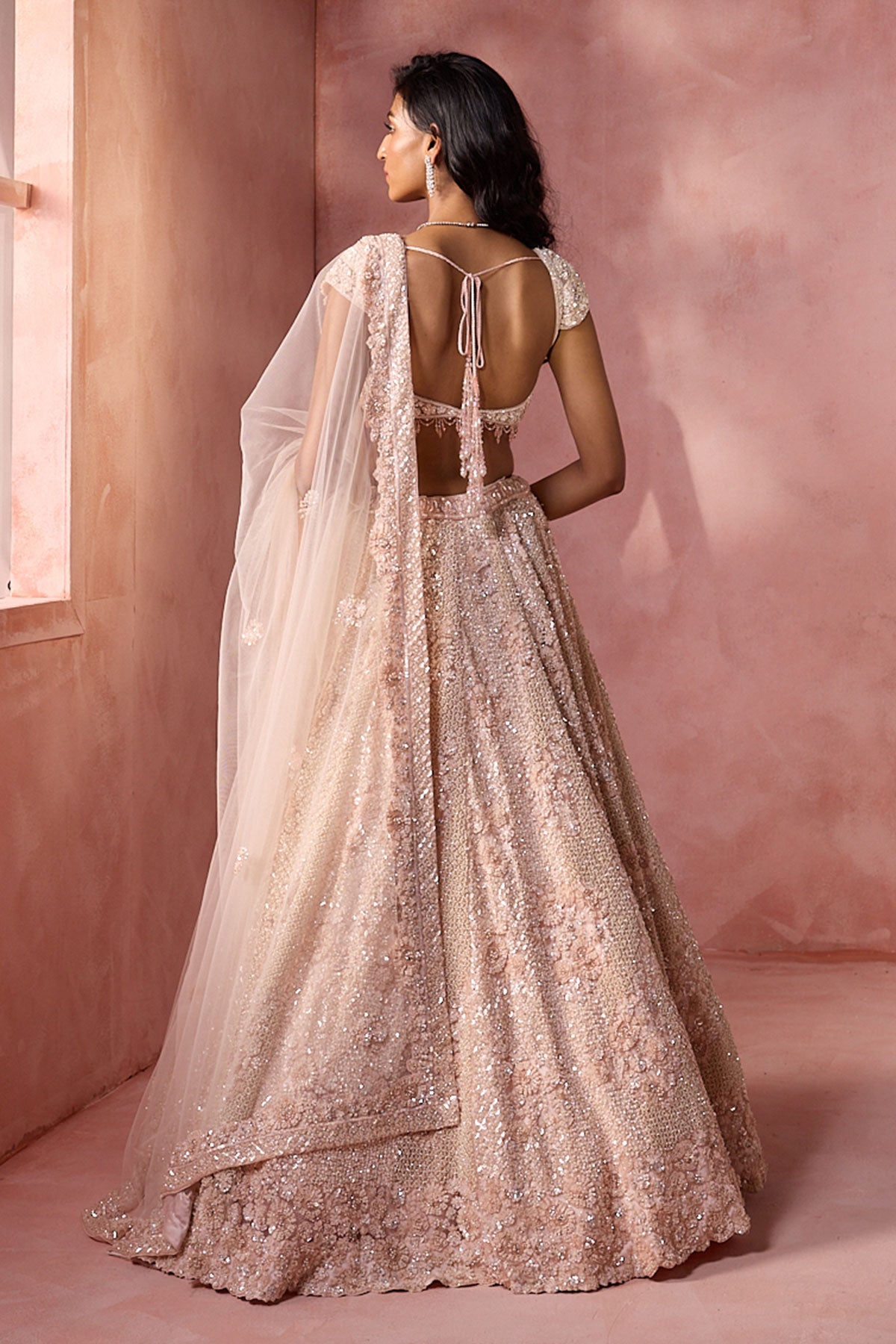 Blush Pink Net Lehenga Set