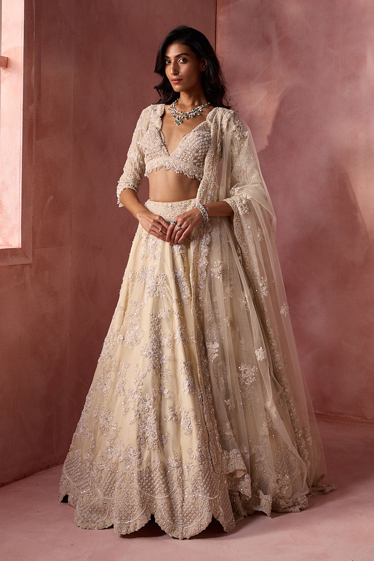Ivory Organza Lehenga Set