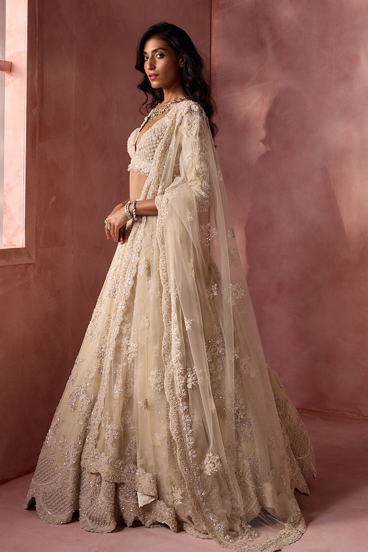 Ivory Organza Lehenga Set