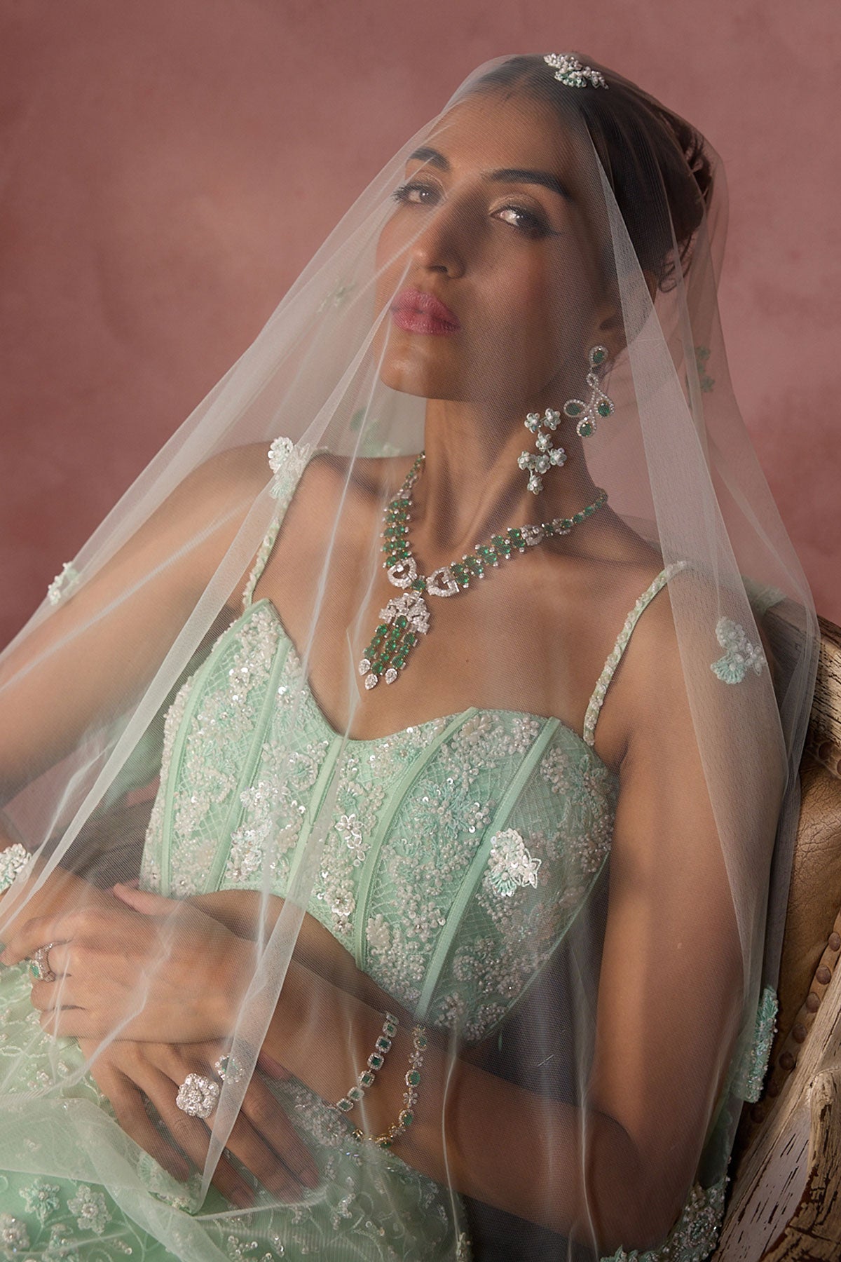 Mint Green Net Lehenga Set