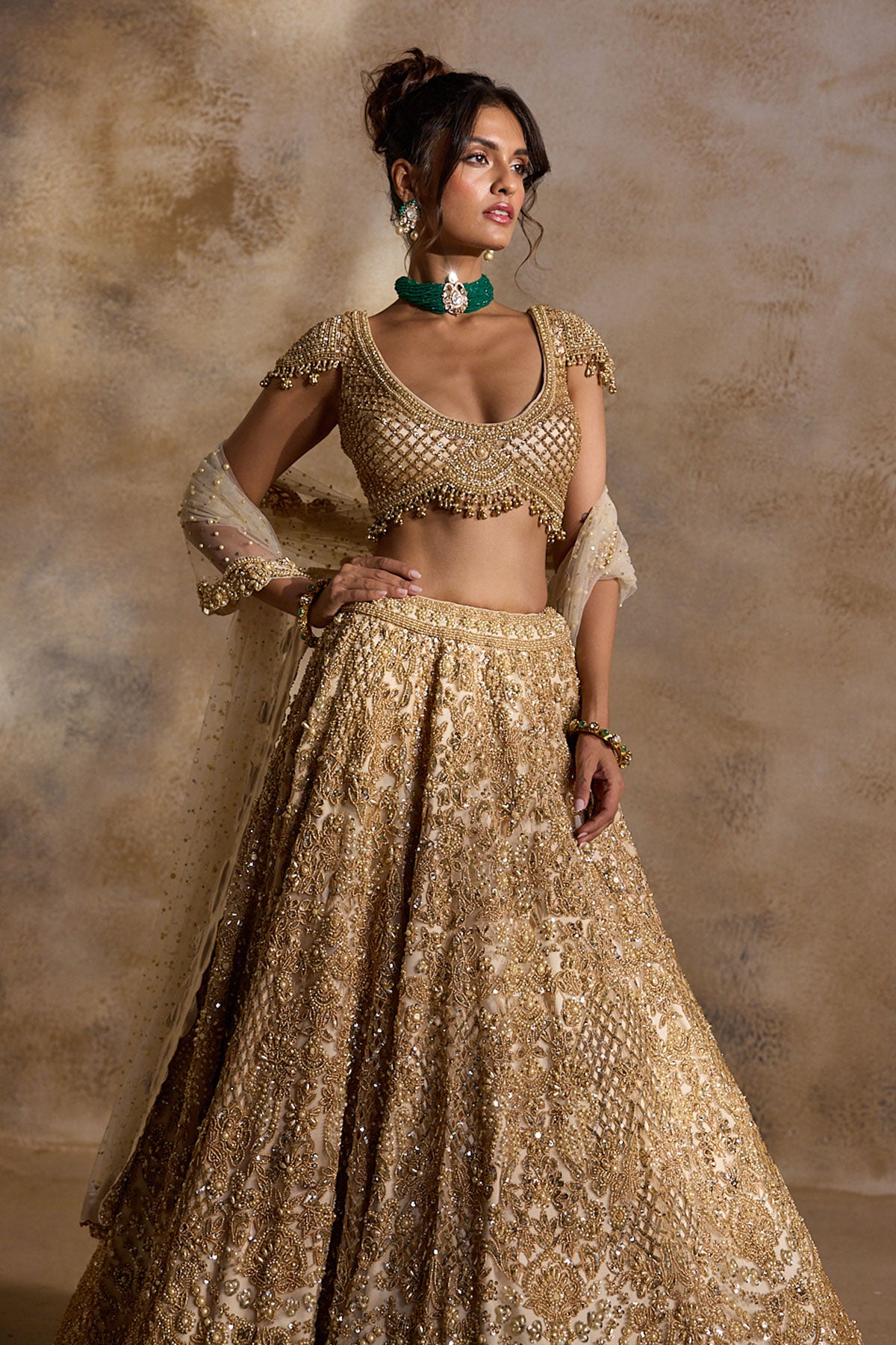 Gold Cutwork Lehenga Set