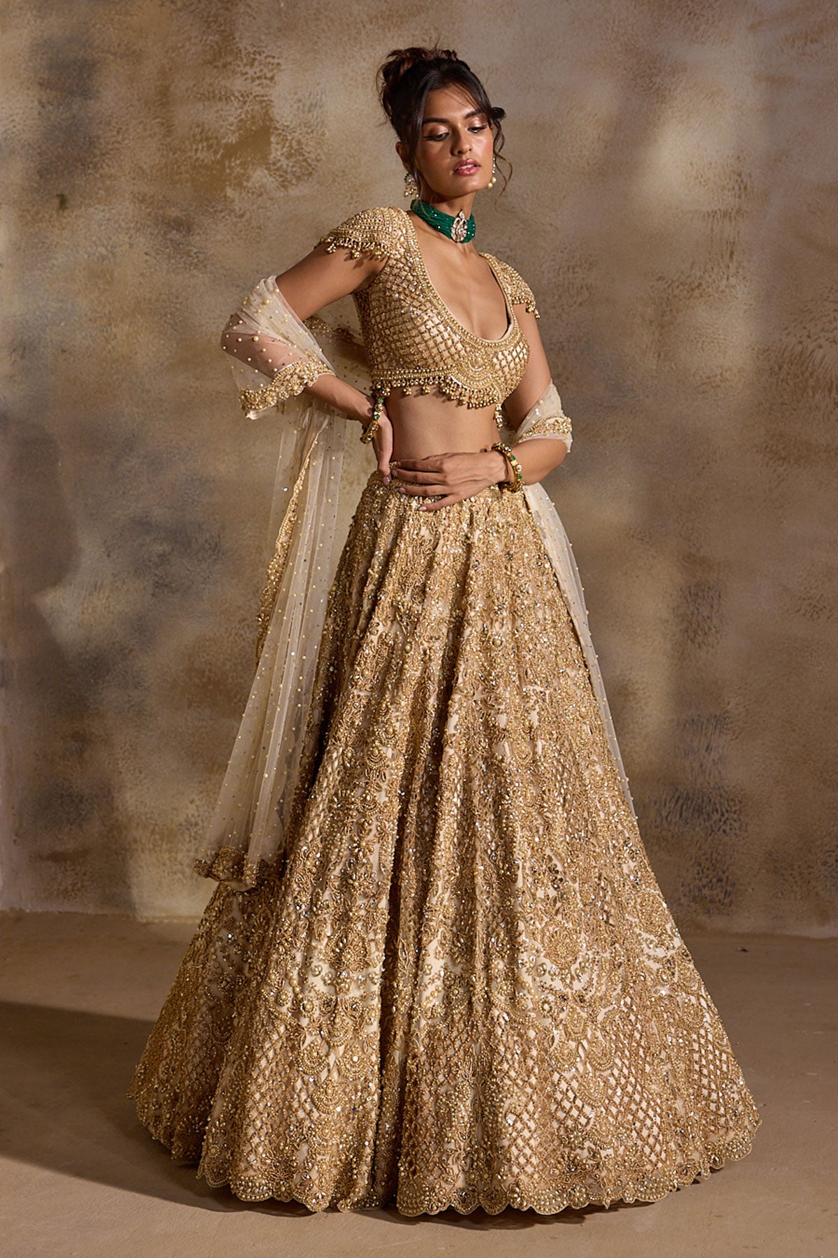 Gold Cutwork Lehenga Set