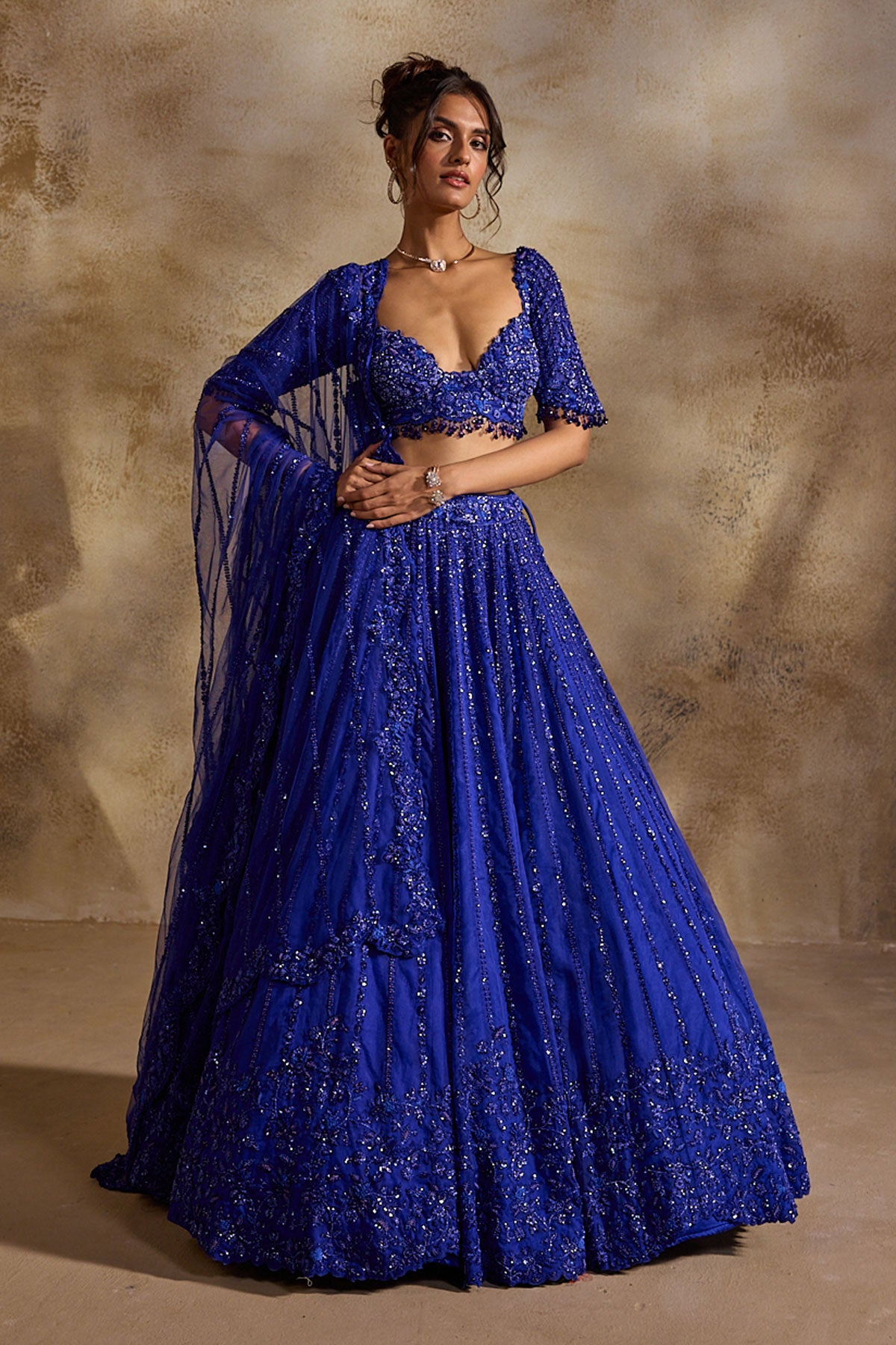 Electric Blue Lehenga Choli Dupatta