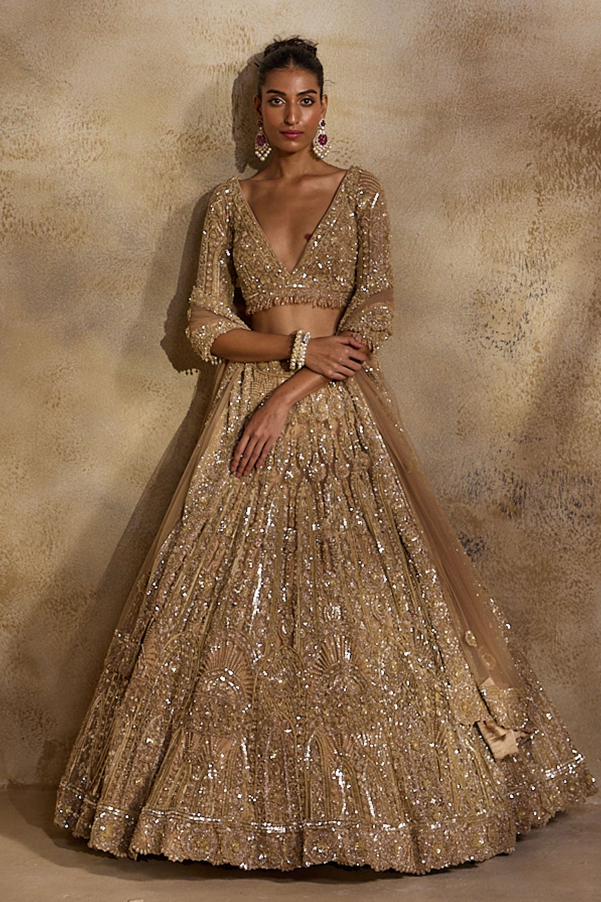 Champagne Gold Lehenga Choli Dupatta