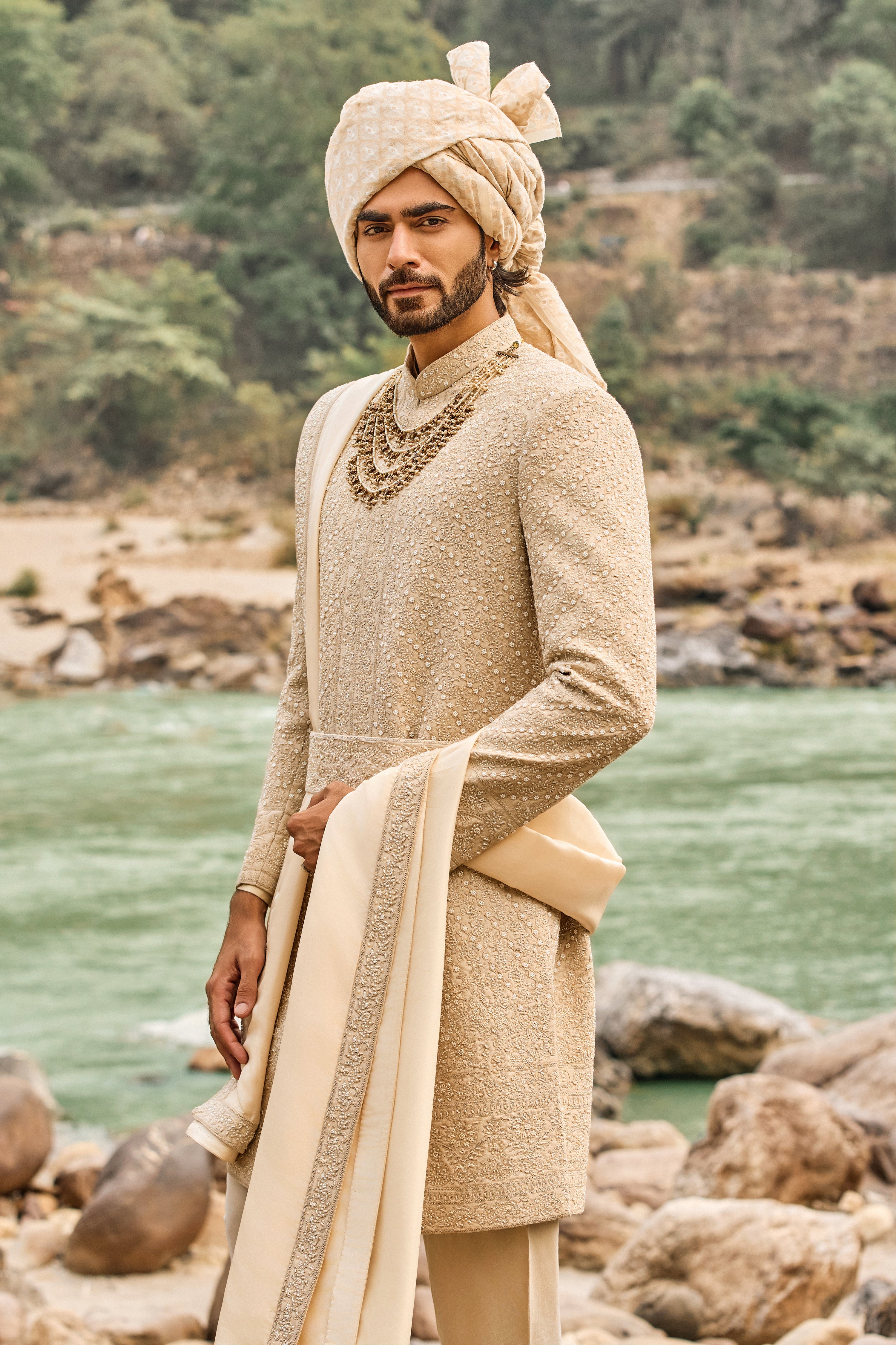 Heritage Beige Sherwani Set